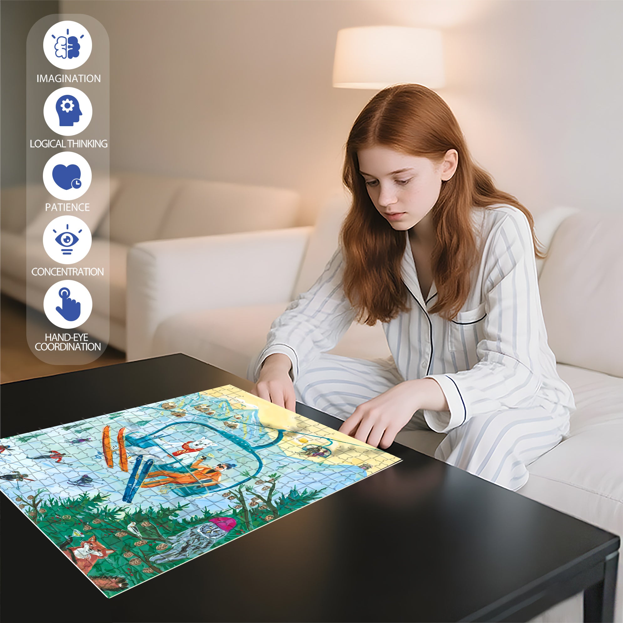 Sleigh 500pcs/1000pcs Jigsaw Puzzle, Scratch-Resistant, Interactive Family Game & Brain-Boosting DIY Decor, Perfect for Halloween, Christmas & New Year Gifts, Family Puzzle Game