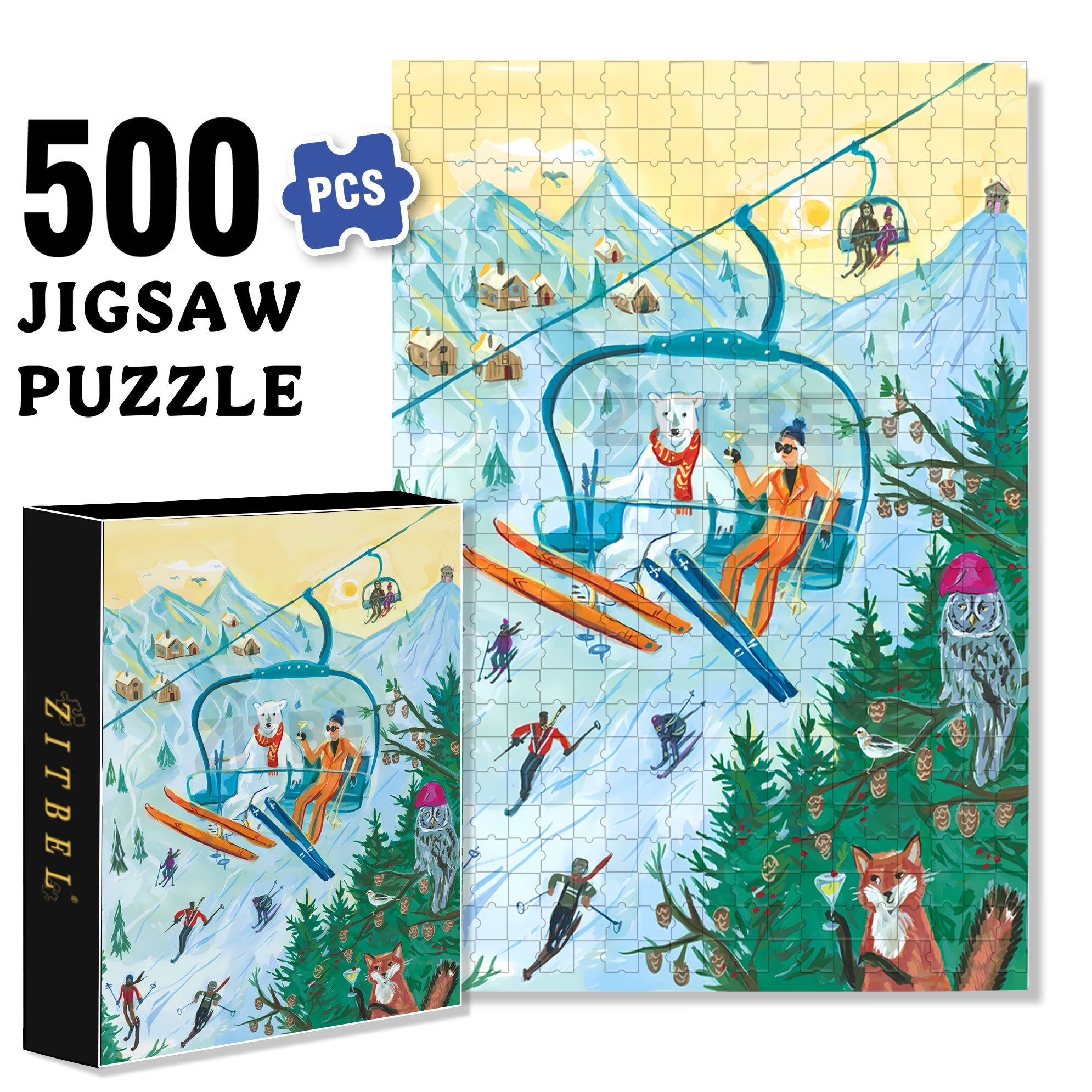 Sleigh 500pcs/1000pcs Jigsaw Puzzle, Scratch-Resistant, Interactive Family Game & Brain-Boosting DIY Decor, Perfect for Halloween, Christmas & New Year Gifts, Family Puzzle Game