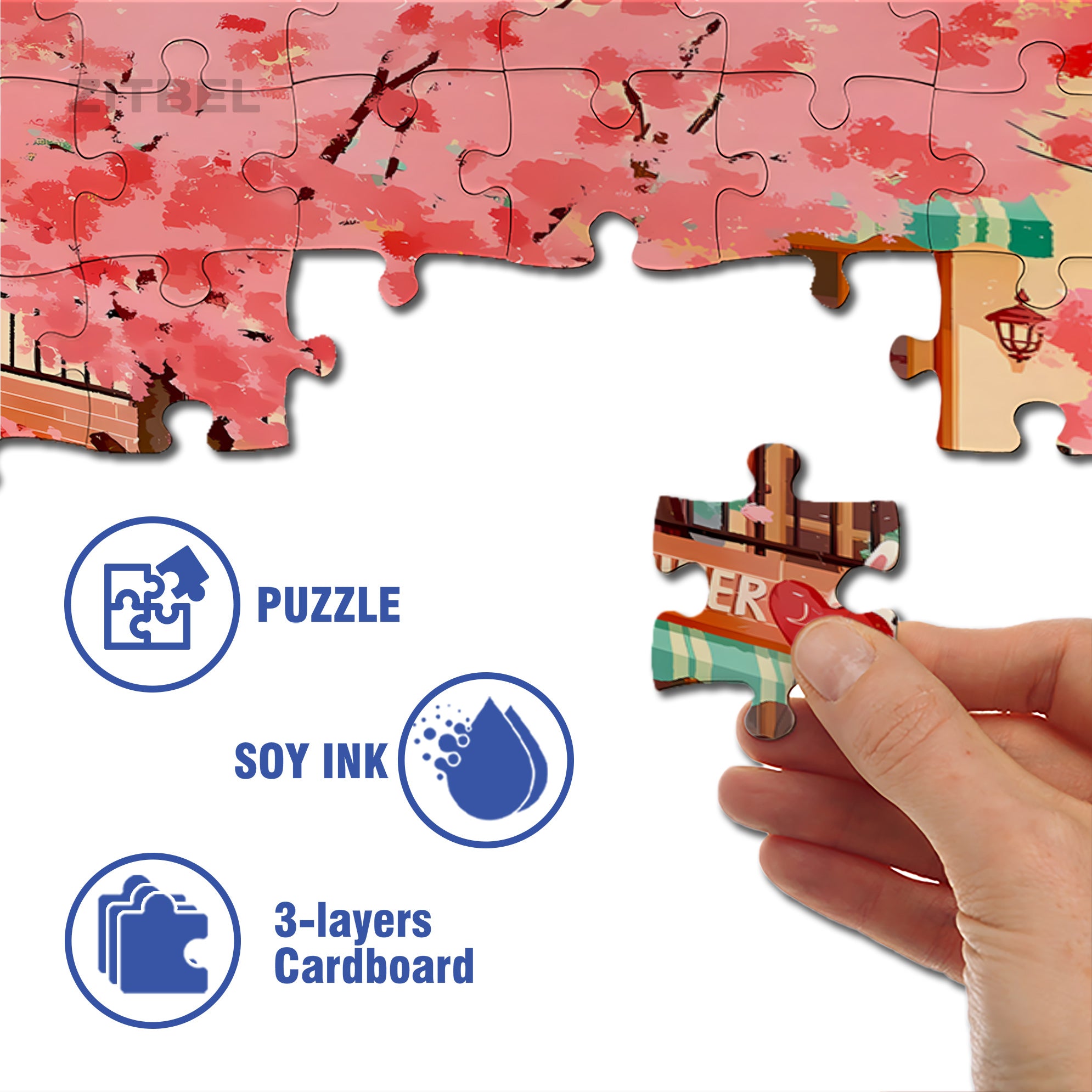 Sweet Love 500pcs/1000pcs Jigsaw Puzzle, Scratch-Resistant, Interactive Family Game & Brain-Boosting DIY Decor, Perfect for Halloween, Christmas & New Year Gifts, Family Puzzle Game