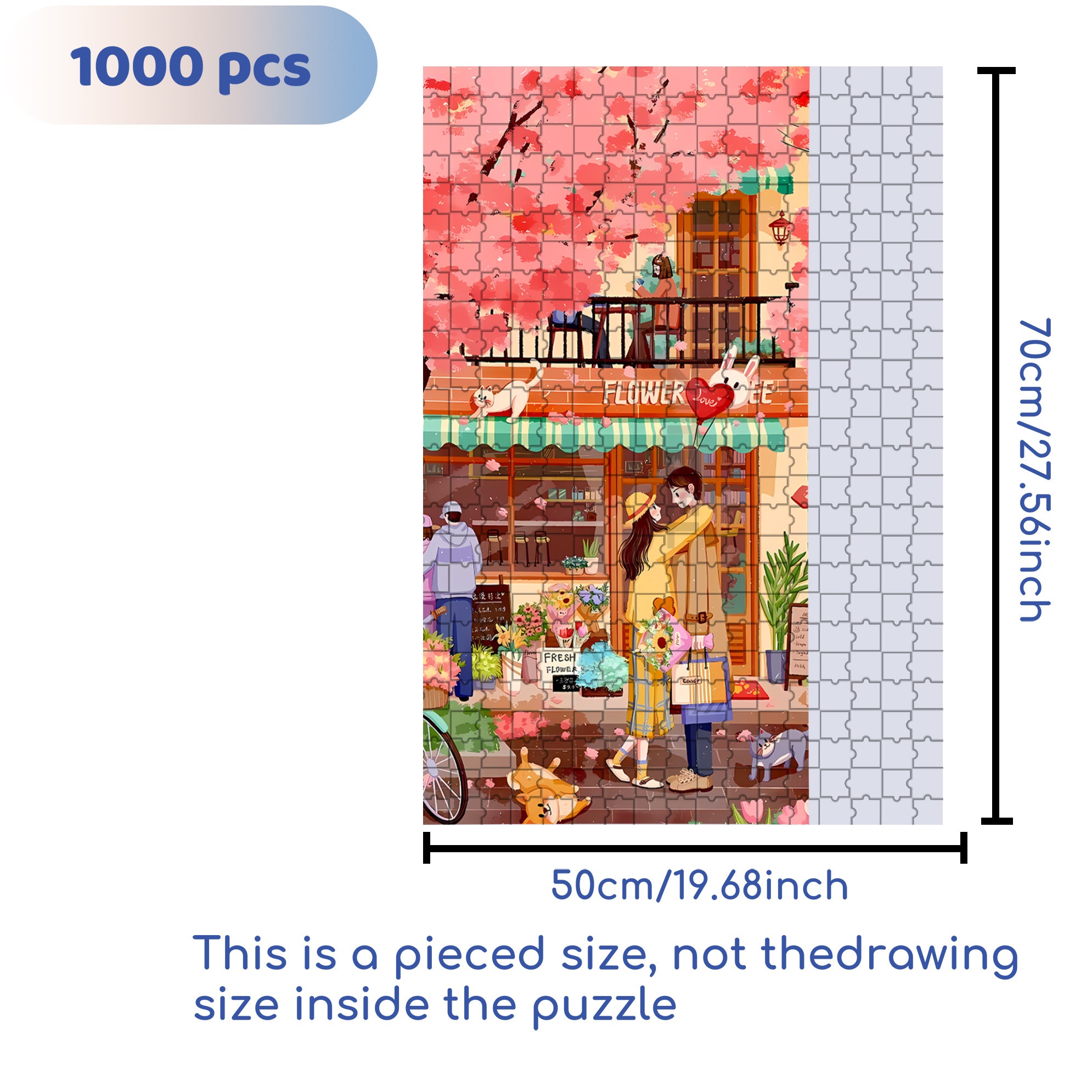Sweet Love 500pcs/1000pcs Jigsaw Puzzle, Scratch-Resistant, Interactive Family Game & Brain-Boosting DIY Decor, Perfect for Halloween, Christmas & New Year Gifts, Family Puzzle Game