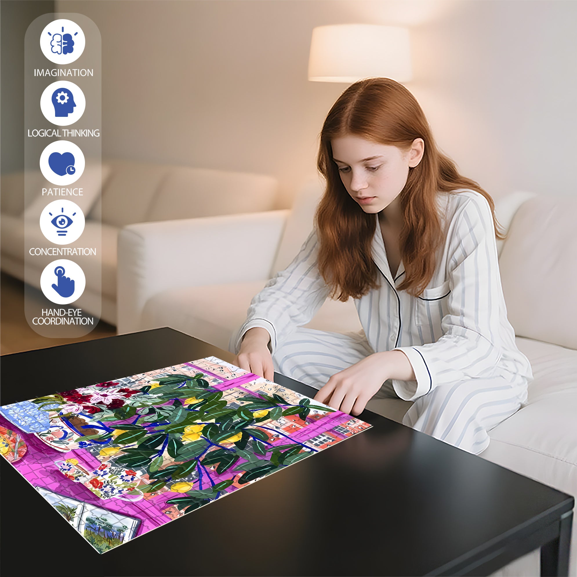 Tea 500pcs/1000pcs Jigsaw Puzzle, Scratch-Resistant, Interactive Family Game & Brain-Boosting DIY Decor, Perfect for Halloween, Christmas & New Year Gifts, Family Puzzle Game