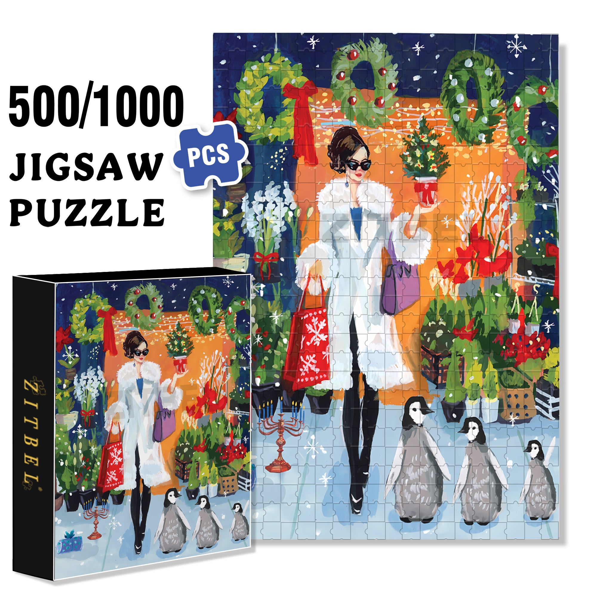 The Best Gift 500pcs/1000pcs Jigsaw Puzzle, Scratch-Resistant, Interactive Family Game & Brain-Boosting DIY Decor, Perfect for Halloween, Christmas & New Year Gifts, Family Puzzle Game