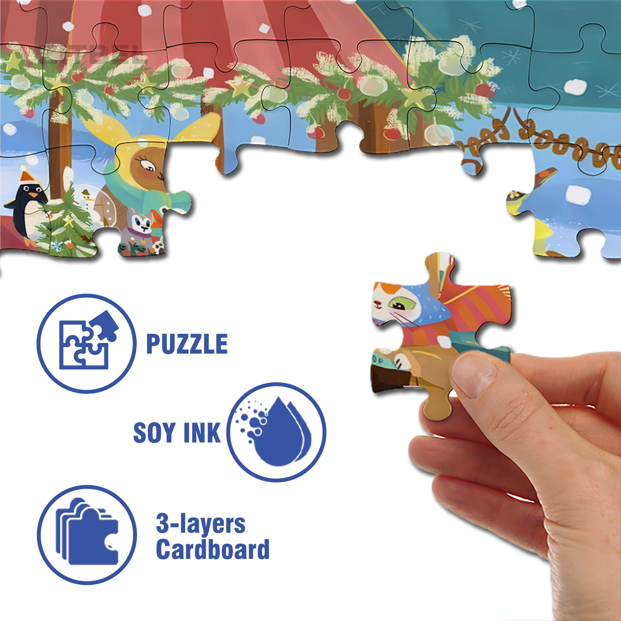The Cat Celebrates Christmas 500pcs/1000pcs Jigsaw Puzzle, Scratch-Resistant, Interactive Family Game & Brain-Boosting DIY Decor, Perfect for Halloween, Christmas & New Year Gifts, Family Puzzle Game