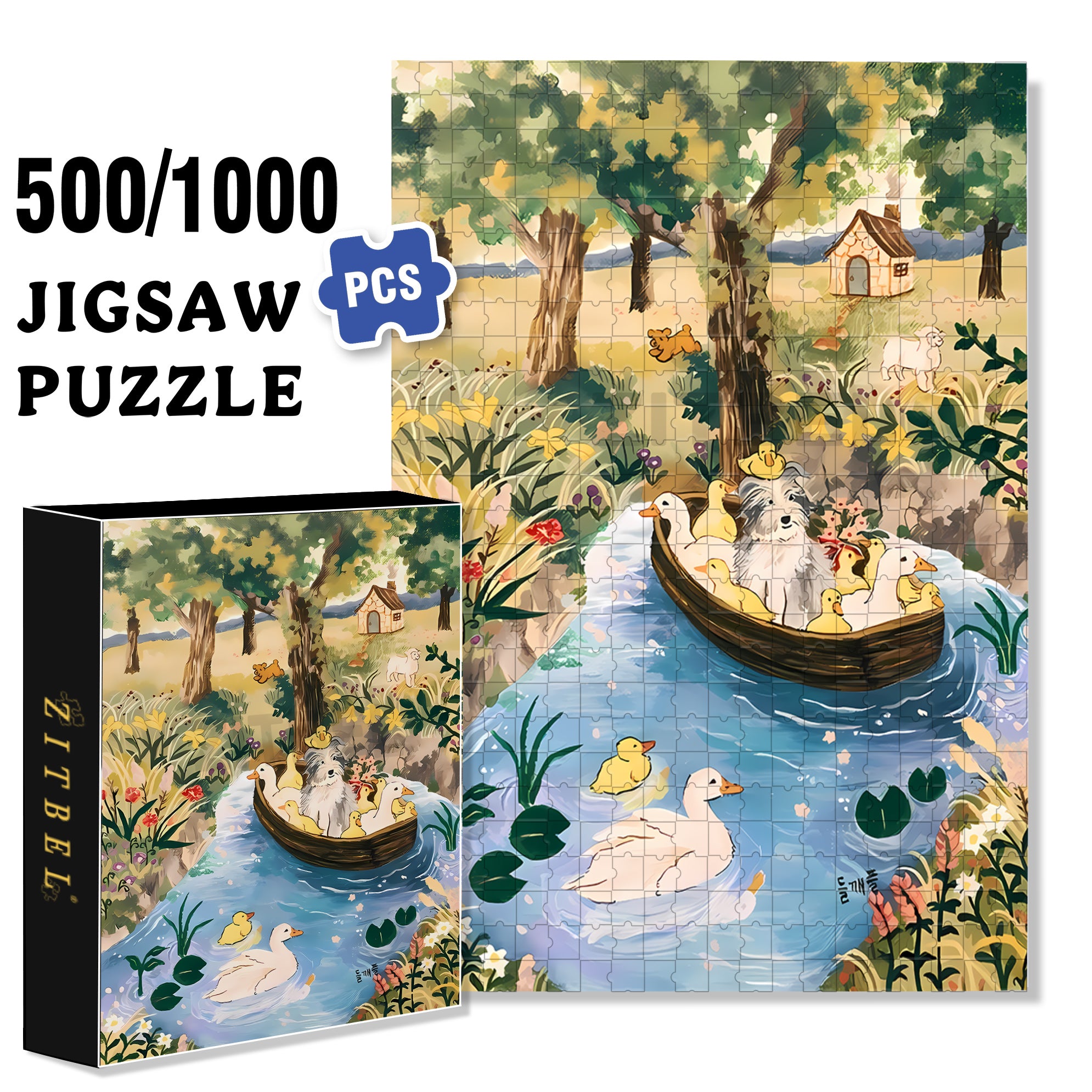 The Day A Dear Friend Visits Home 500pcs/1000pcs Jigsaw Puzzle, Scratch-Resistant, Interactive Family Game & Brain-Boosting DIY Decor, Perfect for Halloween, Christmas & New Year Gifts, Family Puzzle Game