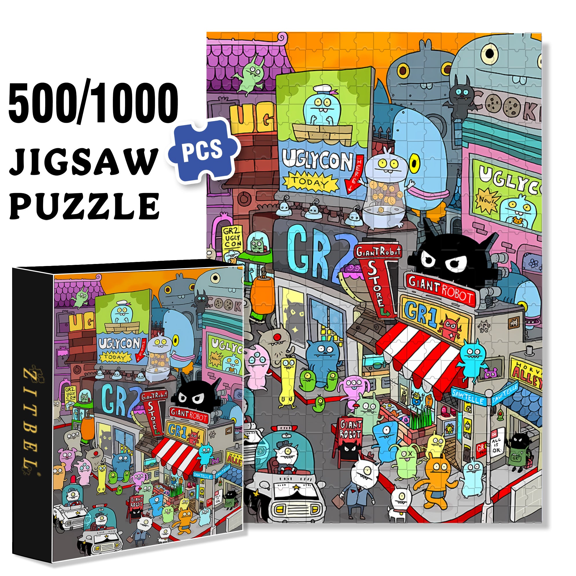 The Monsters 500pcs/1000pcs Jigsaw Puzzle, Scratch-Resistant, Interactive Family Game & Brain-Boosting DIY Decor, Perfect for Halloween, Christmas & New Year Gifts, Family Puzzle Game