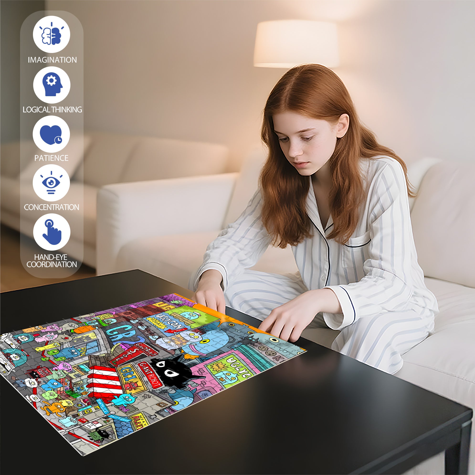 The Monsters 500pcs/1000pcs Jigsaw Puzzle, Scratch-Resistant, Interactive Family Game & Brain-Boosting DIY Decor, Perfect for Halloween, Christmas & New Year Gifts, Family Puzzle Game