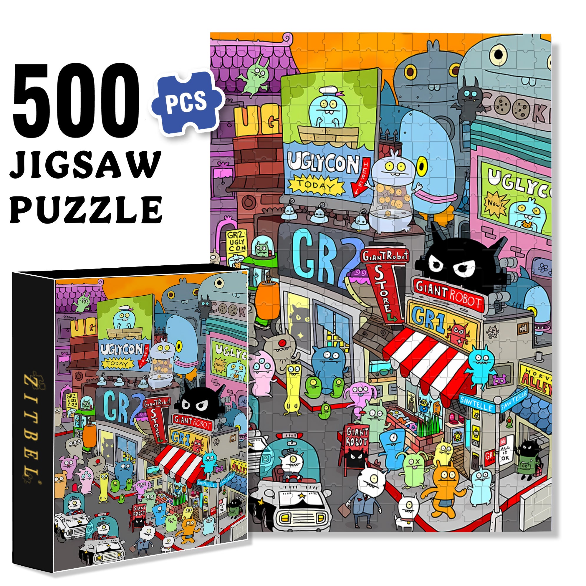 The Monsters 500pcs/1000pcs Jigsaw Puzzle, Scratch-Resistant, Interactive Family Game & Brain-Boosting DIY Decor, Perfect for Halloween, Christmas & New Year Gifts, Family Puzzle Game