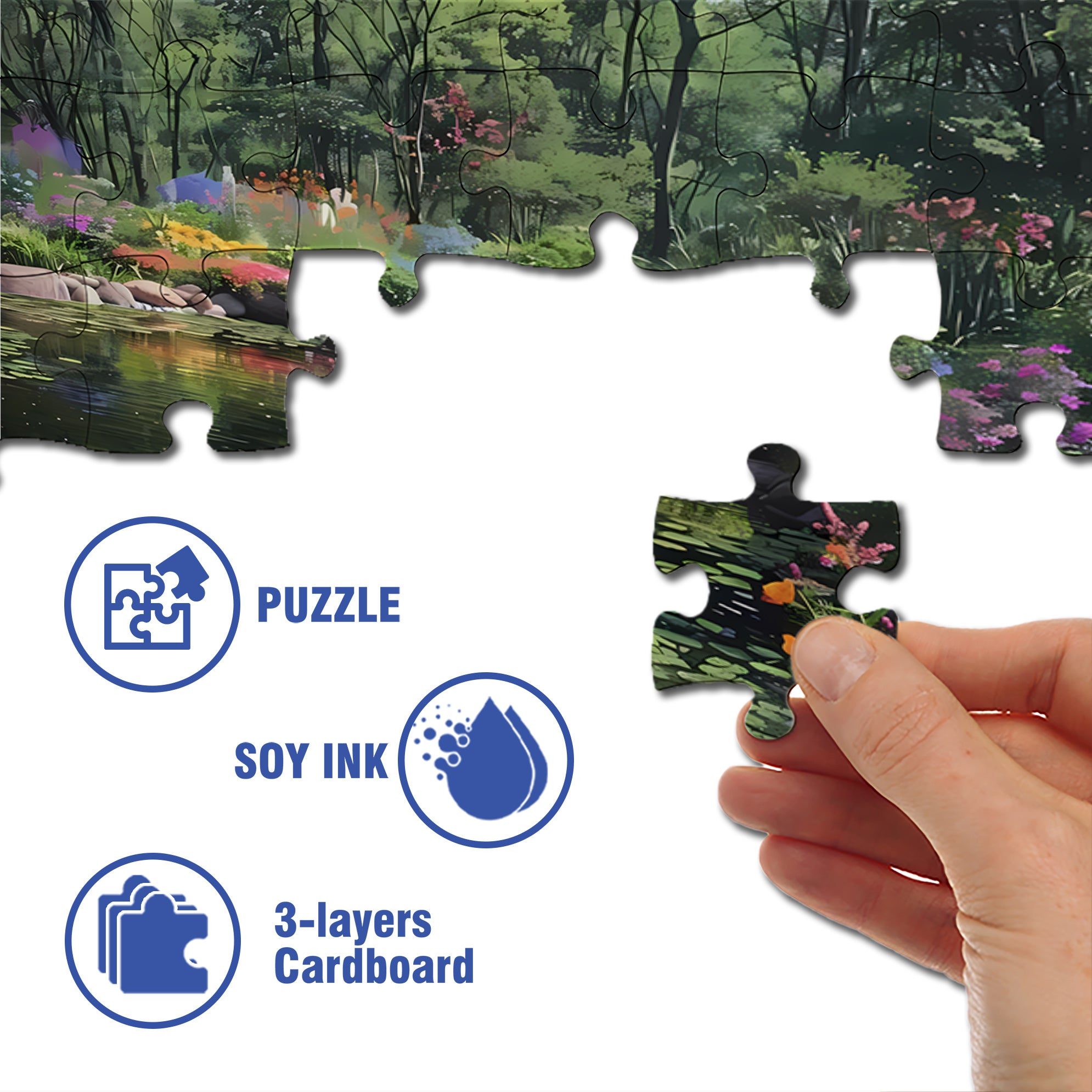 The Pond In Spring 500pcs/1000pcs Jigsaw Puzzle, Scratch-Resistant, Interactive Family Game & Brain-Boosting DIY Decor, Perfect for Halloween, Christmas & New Year Gifts, Family Puzzle Game