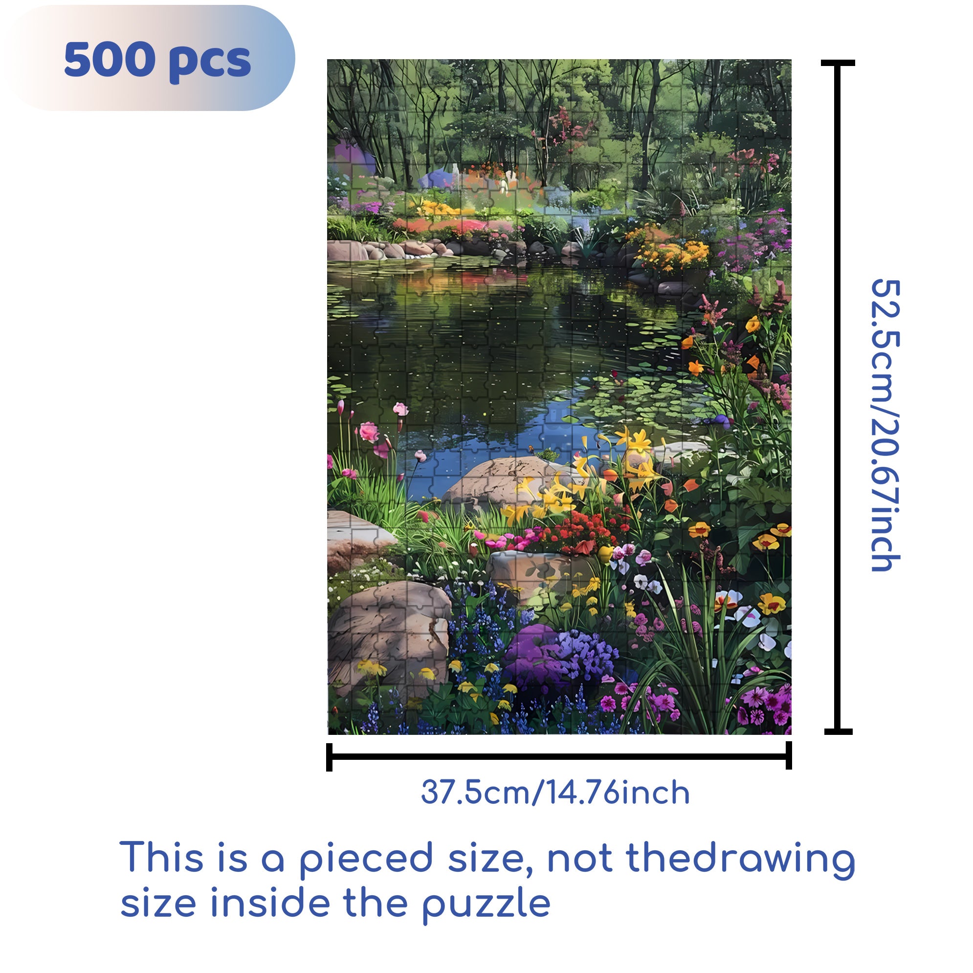 The Pond In Spring 500pcs/1000pcs Jigsaw Puzzle, Scratch-Resistant, Interactive Family Game & Brain-Boosting DIY Decor, Perfect for Halloween, Christmas & New Year Gifts, Family Puzzle Game