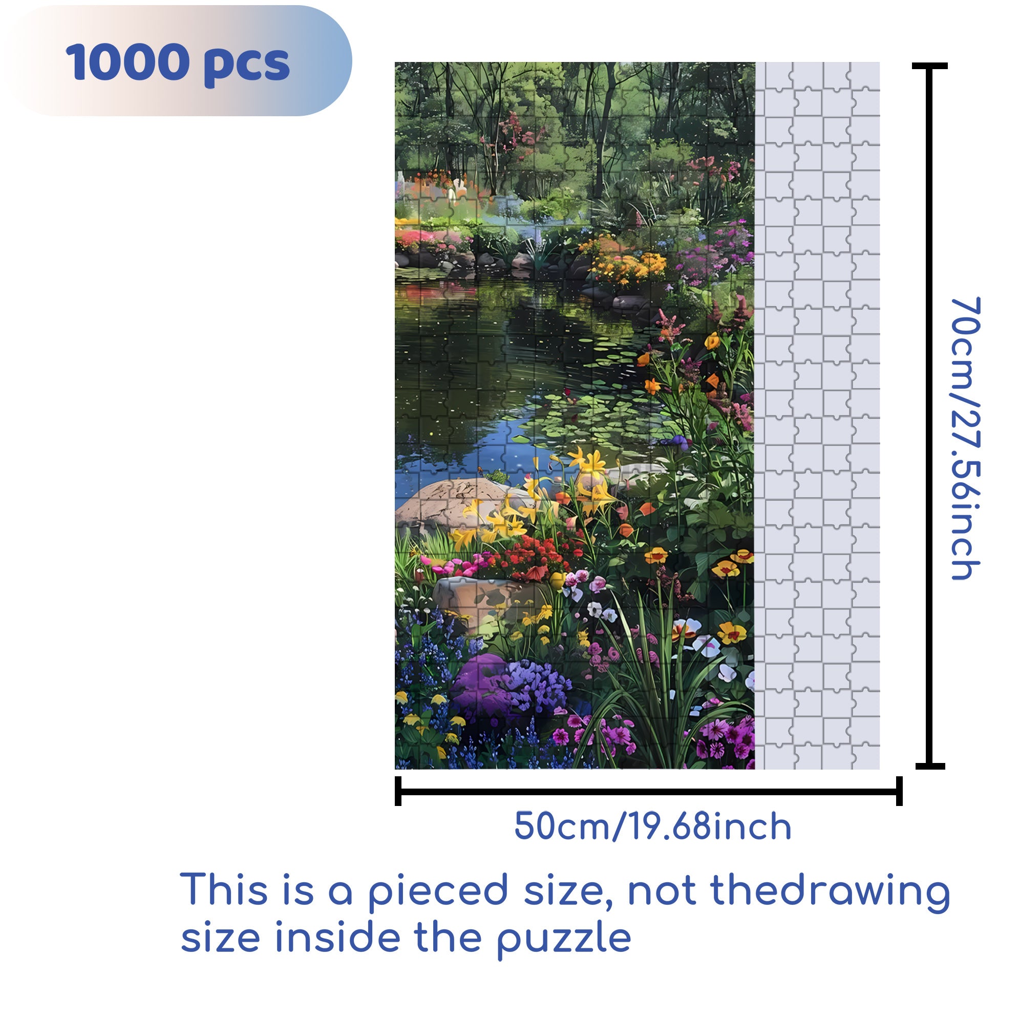 The Pond In Spring 500pcs/1000pcs Jigsaw Puzzle, Scratch-Resistant, Interactive Family Game & Brain-Boosting DIY Decor, Perfect for Halloween, Christmas & New Year Gifts, Family Puzzle Game