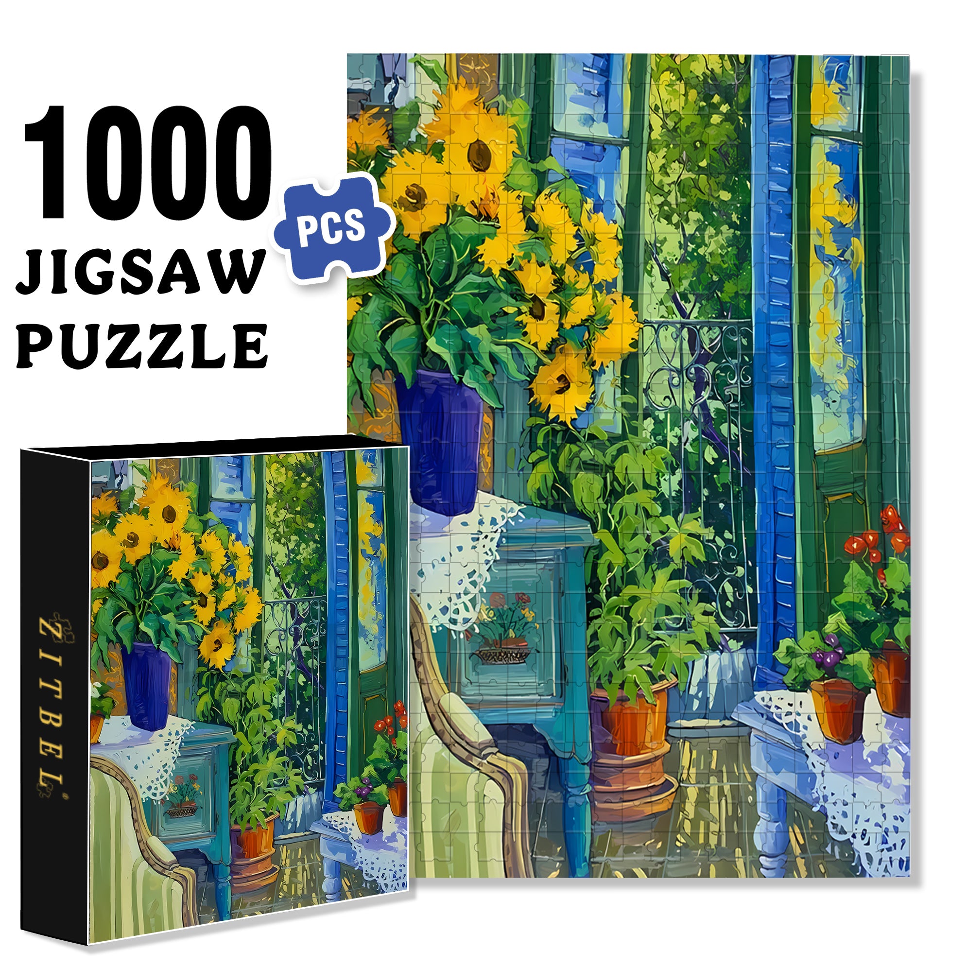 The Summer Of Sunflowers 500pcs/1000pcs Jigsaw Puzzle, Scratch-Resistant, Interactive Family Game & Brain-Boosting DIY Decor, Perfect for Halloween, Christmas & New Year Gifts, Family Puzzle Game