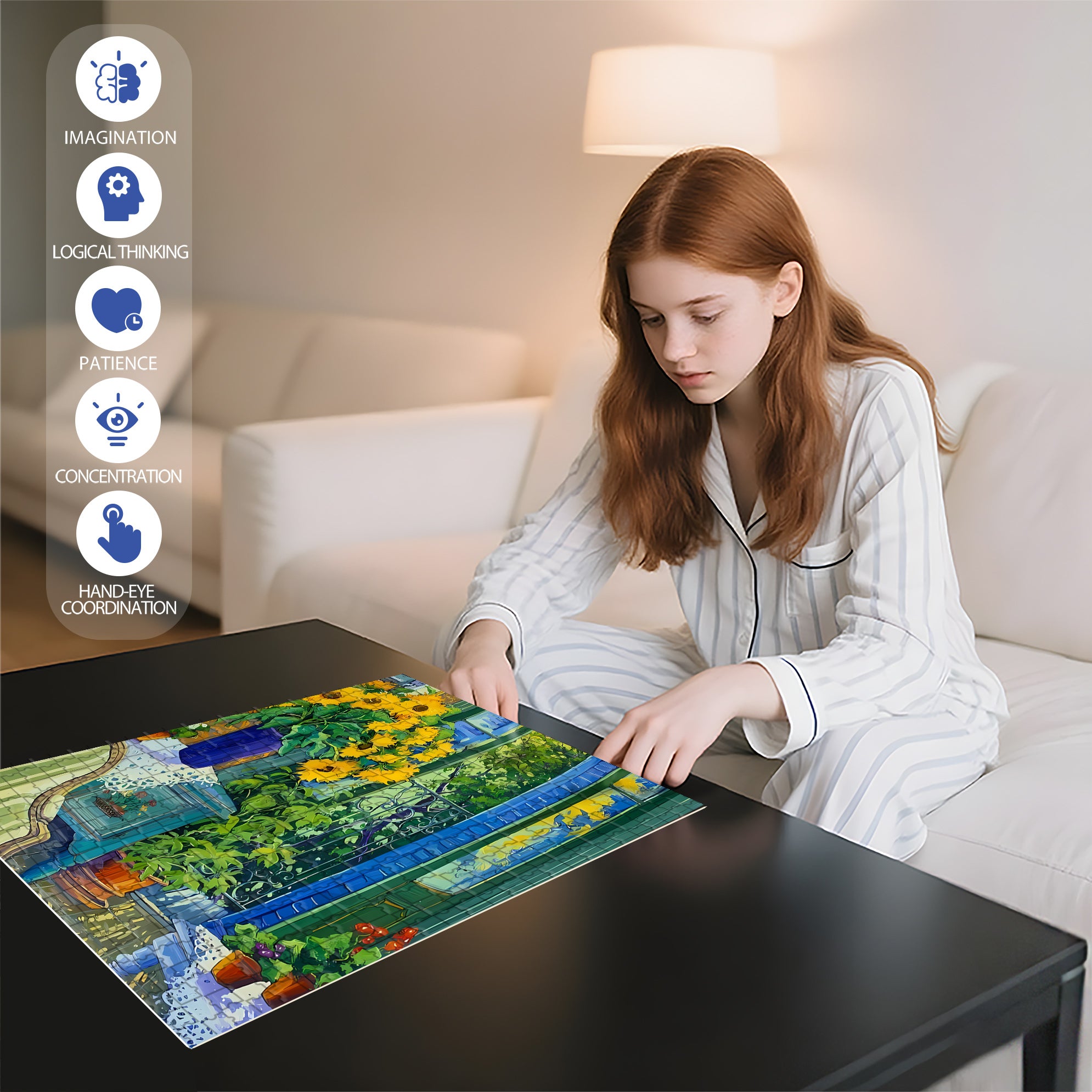 The Summer Of Sunflowers 500pcs/1000pcs Jigsaw Puzzle, Scratch-Resistant, Interactive Family Game & Brain-Boosting DIY Decor, Perfect for Halloween, Christmas & New Year Gifts, Family Puzzle Game