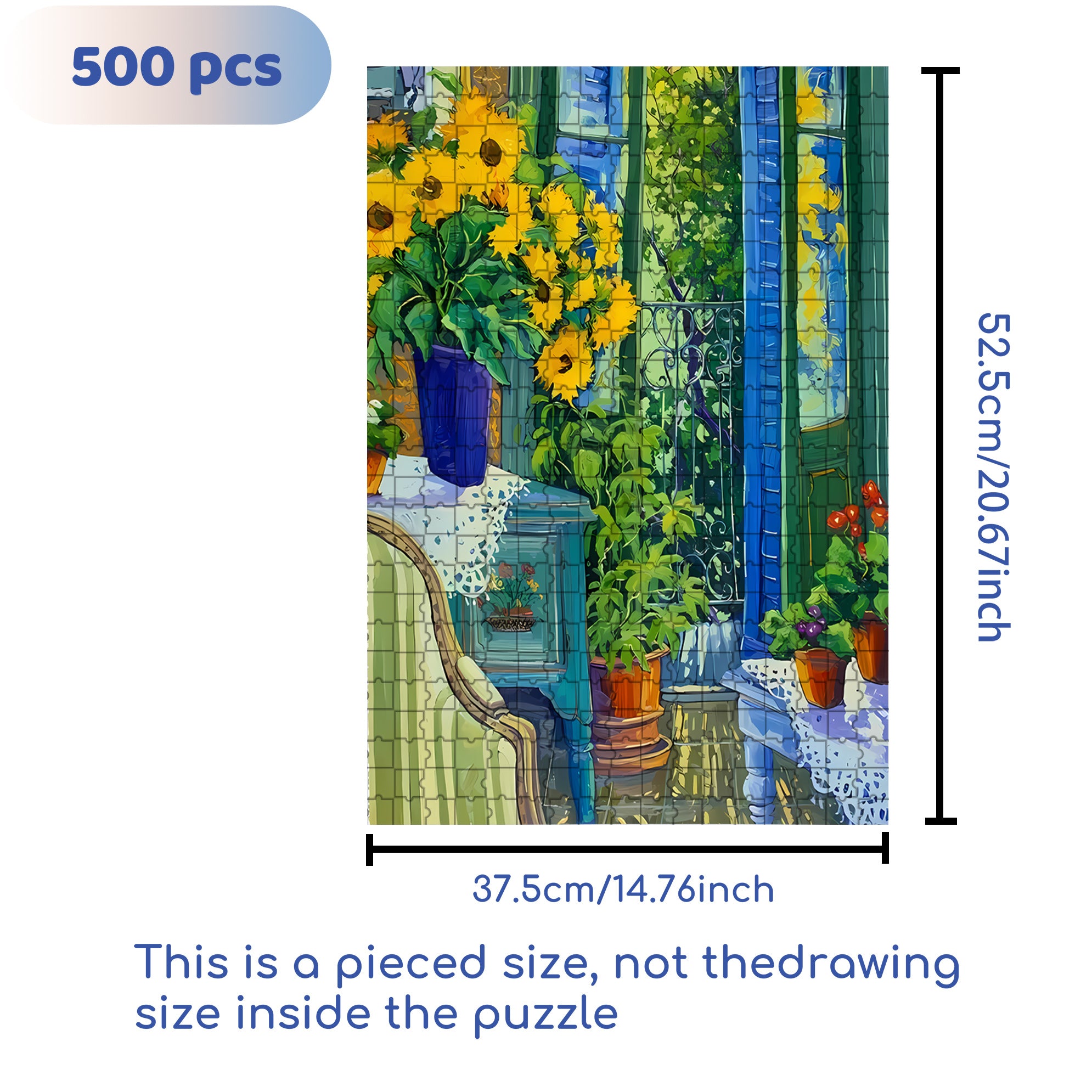 The Summer Of Sunflowers 500pcs/1000pcs Jigsaw Puzzle, Scratch-Resistant, Interactive Family Game & Brain-Boosting DIY Decor, Perfect for Halloween, Christmas & New Year Gifts, Family Puzzle Game