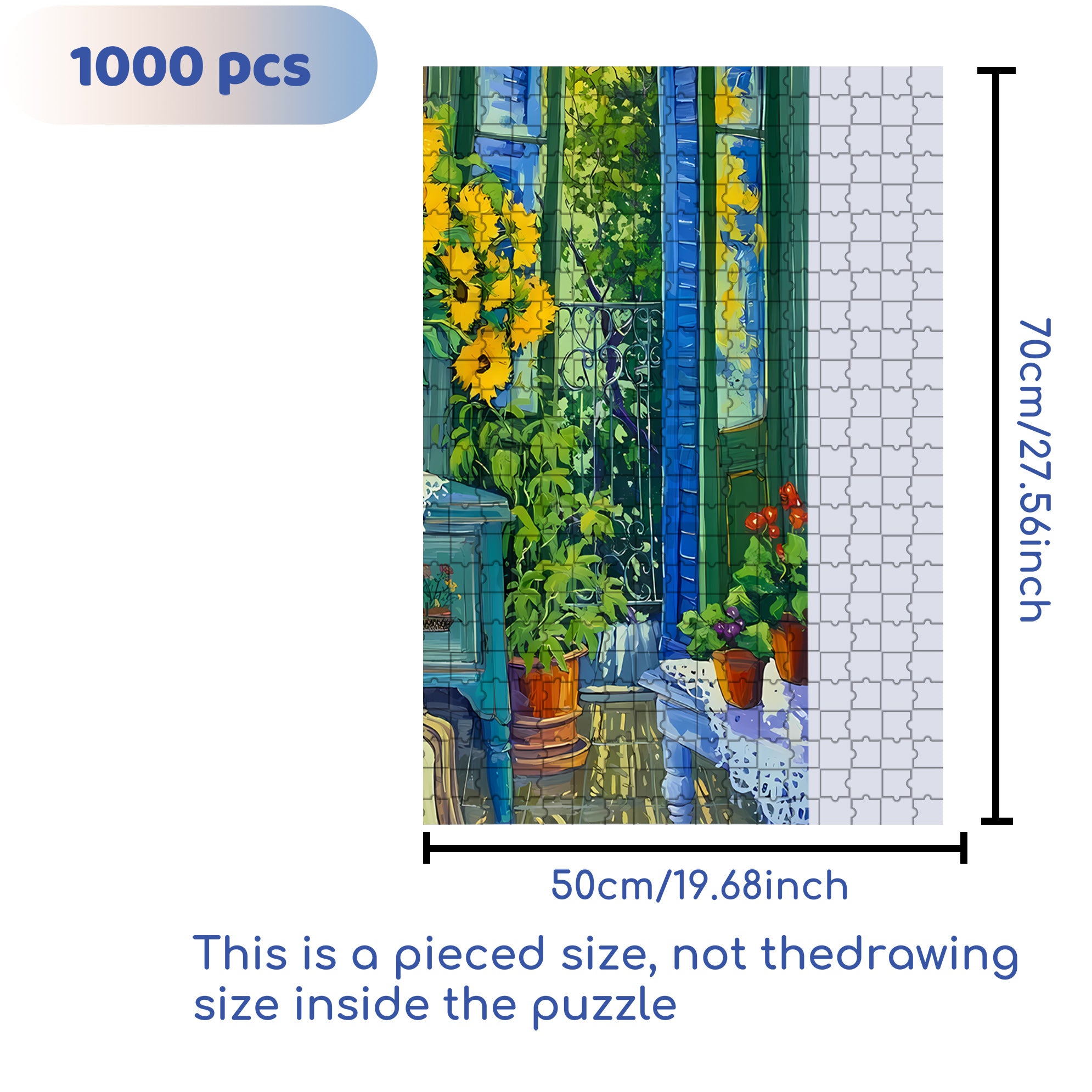 The Summer Of Sunflowers 500pcs/1000pcs Jigsaw Puzzle, Scratch-Resistant, Interactive Family Game & Brain-Boosting DIY Decor, Perfect for Halloween, Christmas & New Year Gifts, Family Puzzle Game