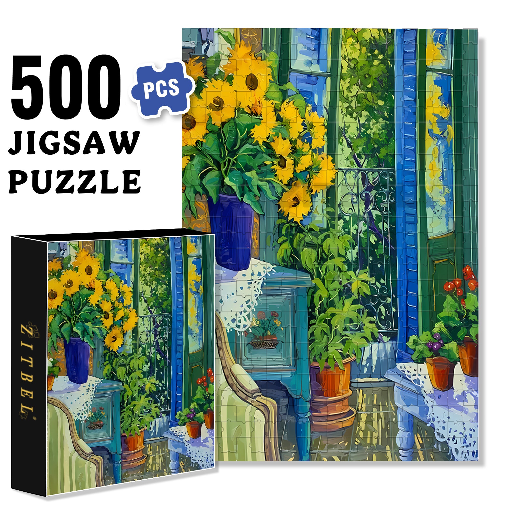 The Summer Of Sunflowers 500pcs/1000pcs Jigsaw Puzzle, Scratch-Resistant, Interactive Family Game & Brain-Boosting DIY Decor, Perfect for Halloween, Christmas & New Year Gifts, Family Puzzle Game