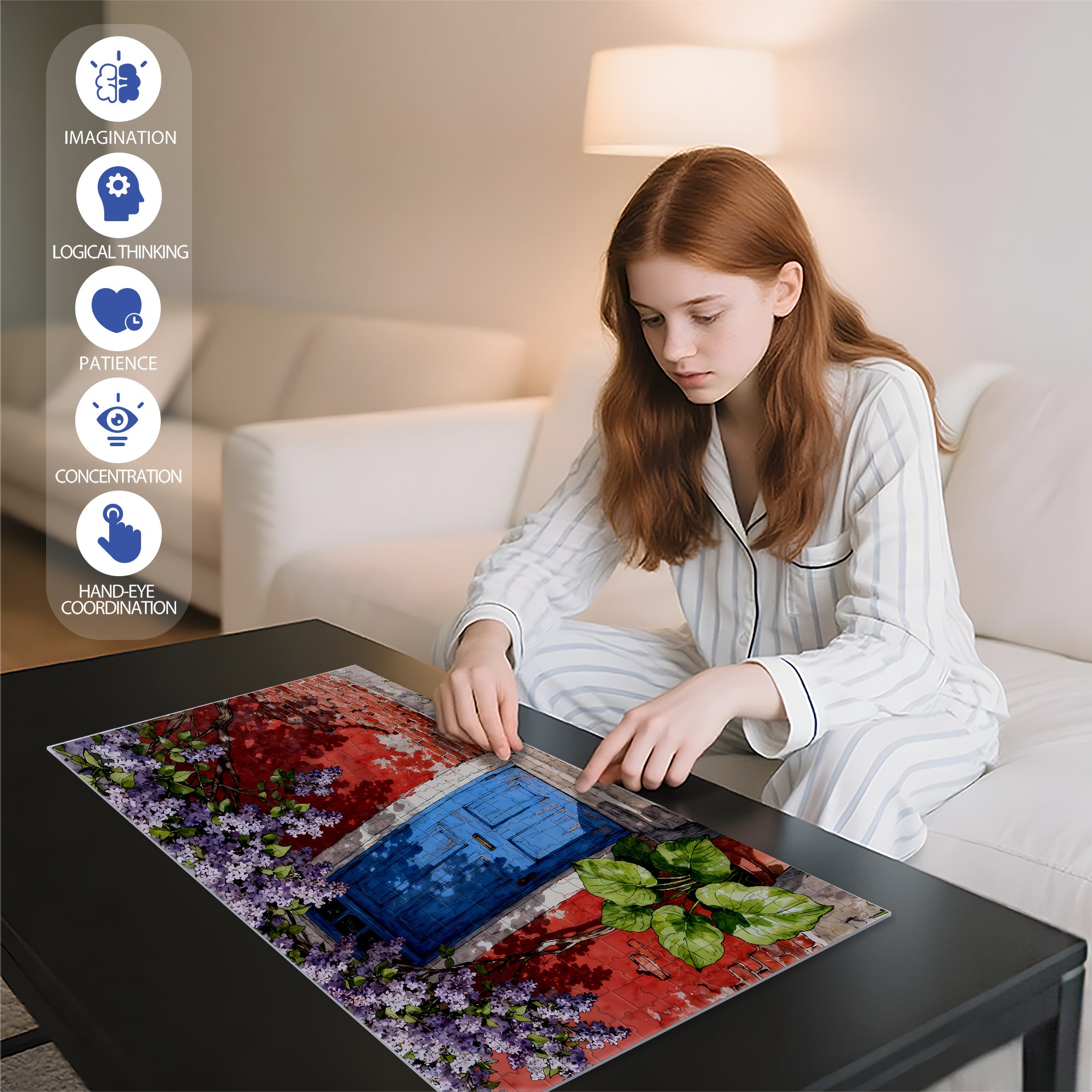 The Wisteria House 500pcs/1000pcs Jigsaw Puzzle, Scratch-Resistant, Interactive Family Game & Brain-Boosting DIY Decor, Perfect for Halloween, Christmas & New Year Gifts, Family Puzzle Game