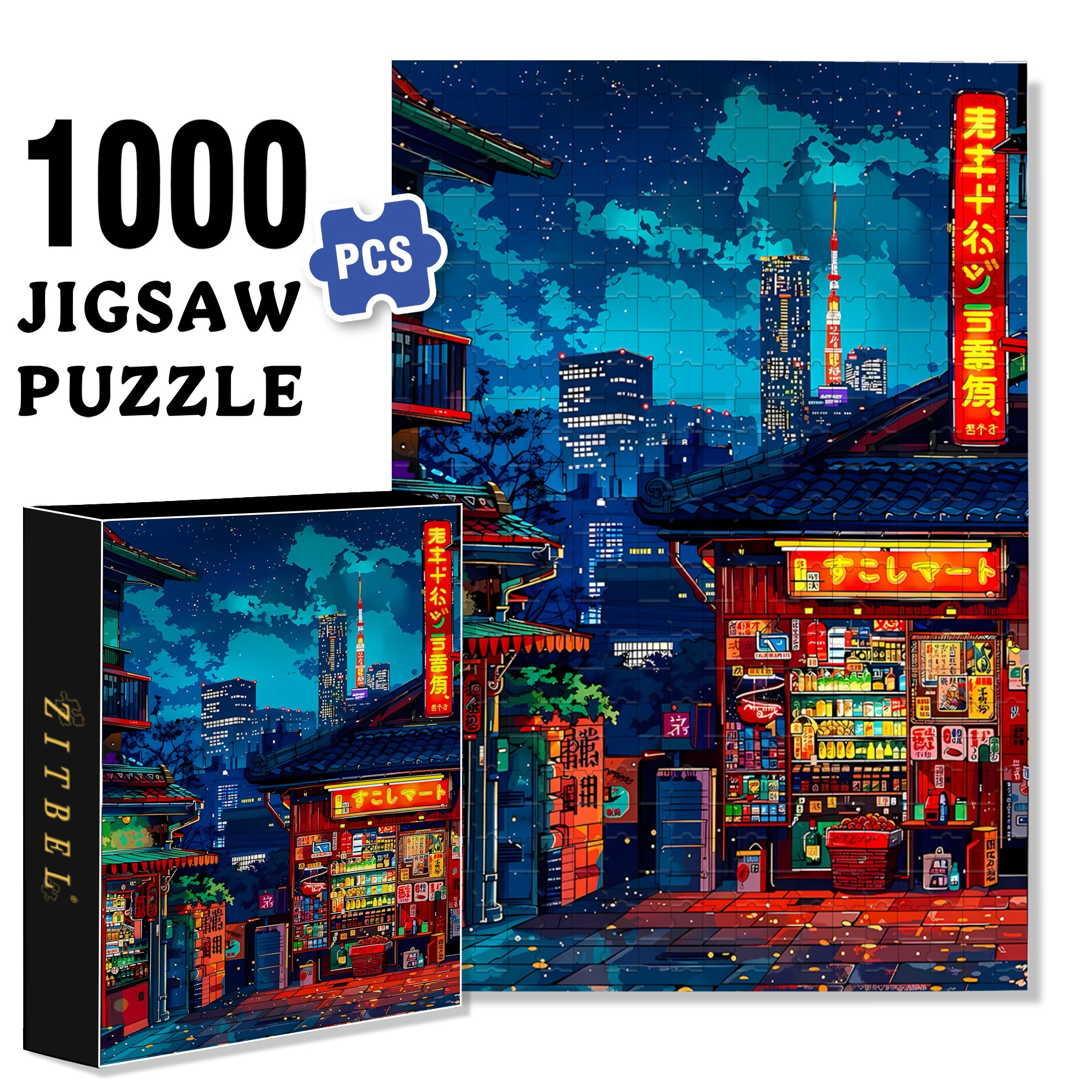 Tokyo 500pcs/1000pcs Jigsaw Puzzle, Scratch-Resistant, Interactive Family Game & Brain-Boosting DIY Decor, Perfect for Halloween, Christmas & New Year Gifts, Family Puzzle Game