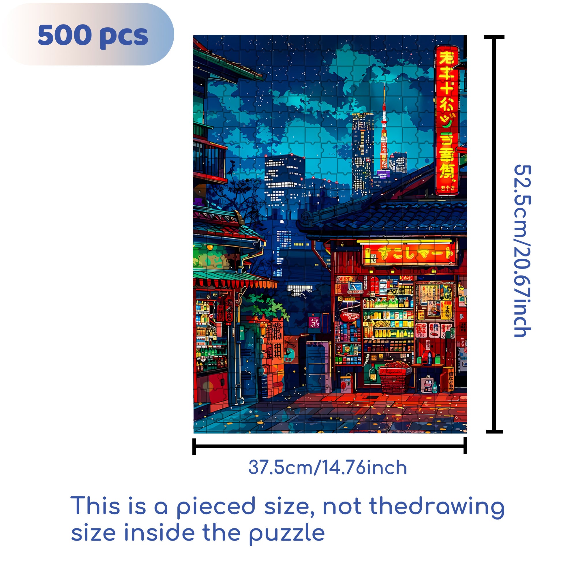 Tokyo 500pcs/1000pcs Jigsaw Puzzle, Scratch-Resistant, Interactive Family Game & Brain-Boosting DIY Decor, Perfect for Halloween, Christmas & New Year Gifts, Family Puzzle Game