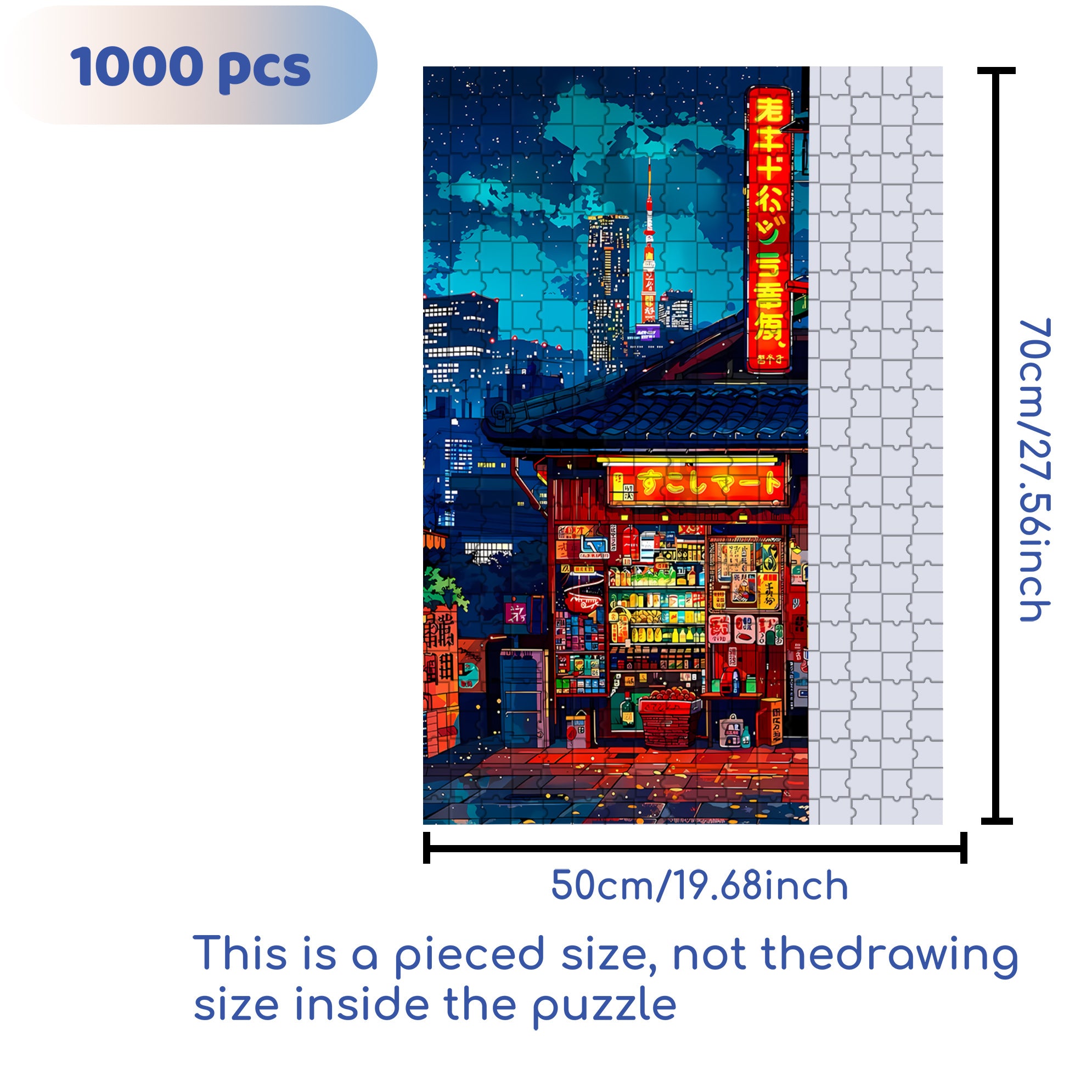 Tokyo 500pcs/1000pcs Jigsaw Puzzle, Scratch-Resistant, Interactive Family Game & Brain-Boosting DIY Decor, Perfect for Halloween, Christmas & New Year Gifts, Family Puzzle Game