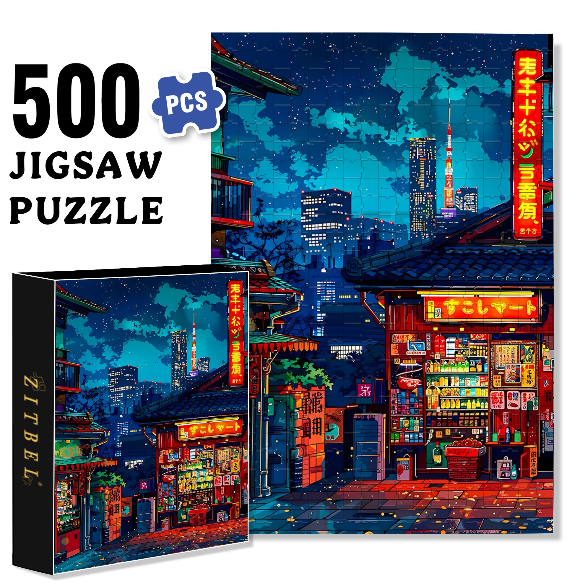 Tokyo 500pcs/1000pcs Jigsaw Puzzle, Scratch-Resistant, Interactive Family Game & Brain-Boosting DIY Decor, Perfect for Halloween, Christmas & New Year Gifts, Family Puzzle Game