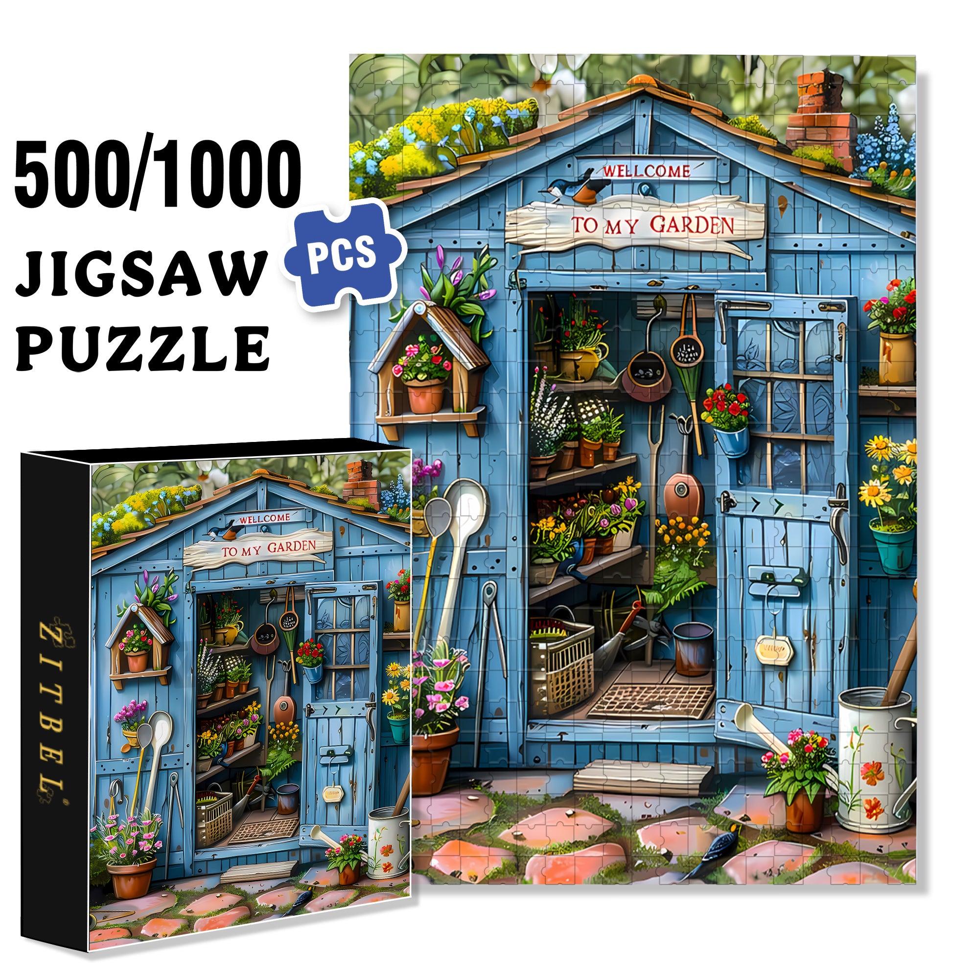 Tommy's Garden 500pcs/1000pcs Jigsaw Puzzle, Scratch-Resistant, Interactive Family Game & Brain-Boosting DIY Decor, Perfect for Halloween, Christmas & New Year Gifts, Family Puzzle Game