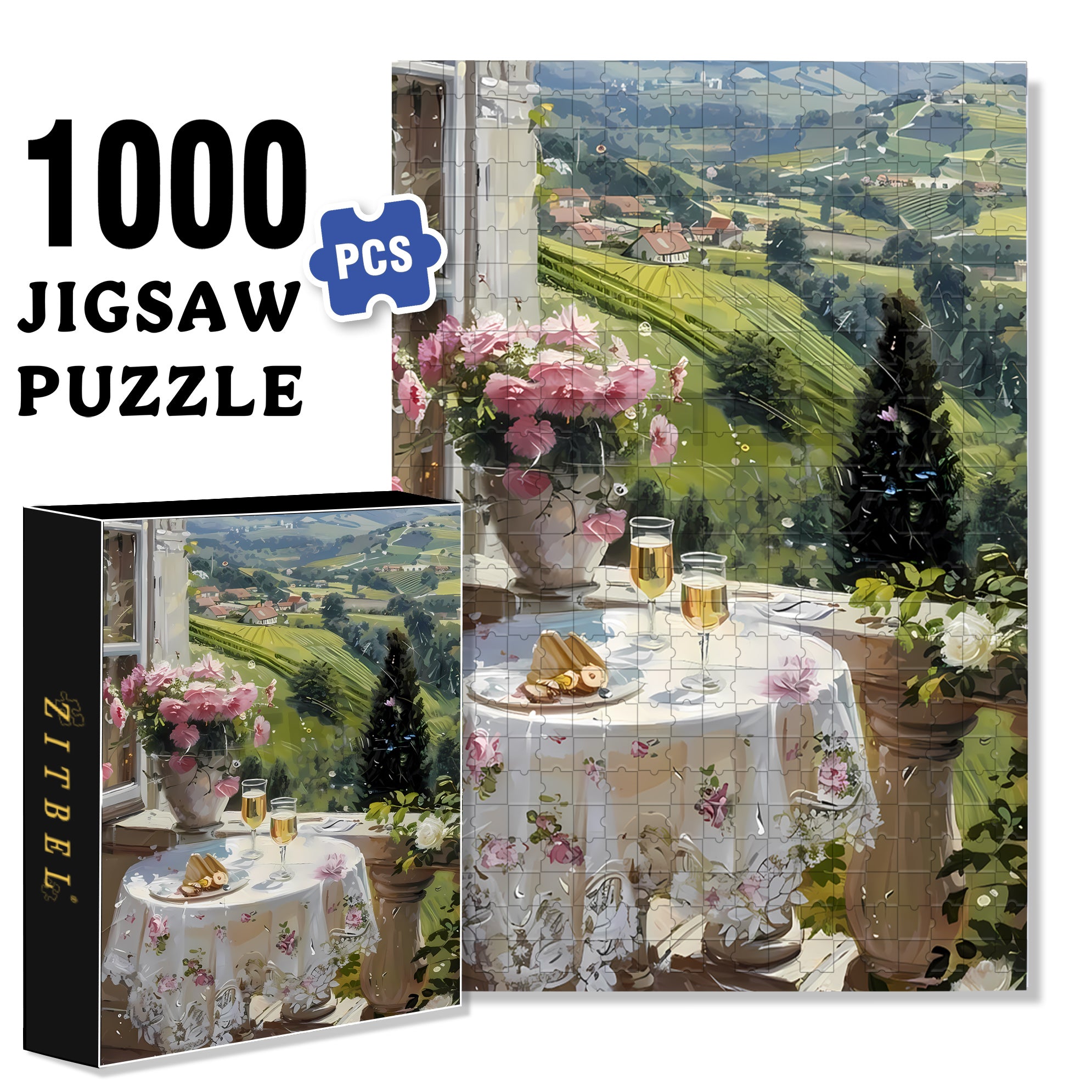 Two Glasses Of Champagne 500pcs/1000pcs Jigsaw Puzzle, Scratch-Resistant, Interactive Family Game & Brain-Boosting DIY Decor, Perfect for Halloween, Christmas & New Year Gifts, Family Puzzle Game