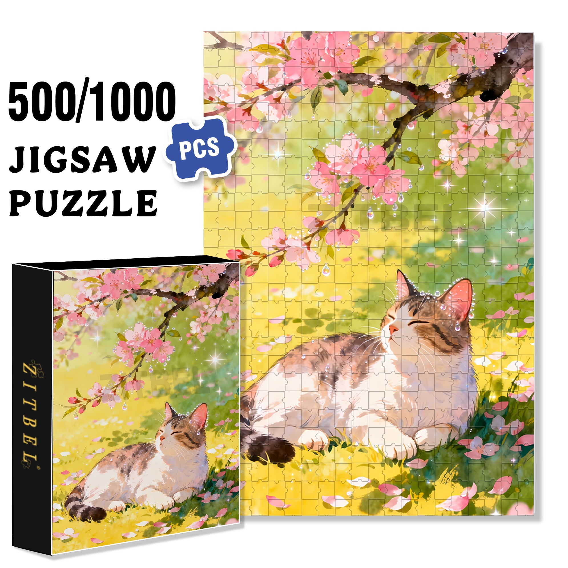 Under The Peach Blossom Tree 500pcs/1000pcs Jigsaw Puzzle, Scratch-Resistant, Interactive Family Game & Brain-Boosting DIY Decor, Perfect for Halloween, Christmas & New Year Gifts, Family Puzzle Game