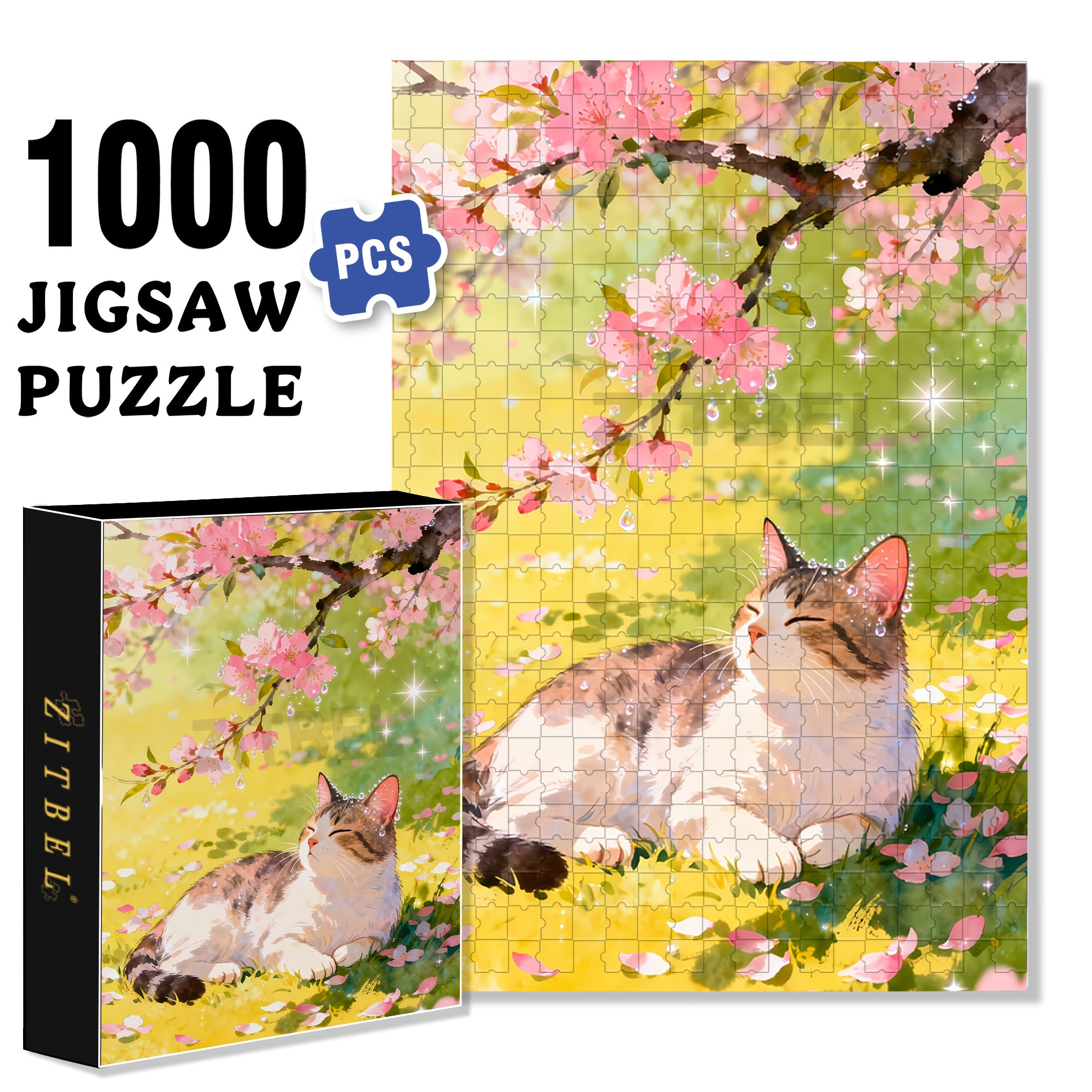 Under The Peach Blossom Tree 500pcs/1000pcs Jigsaw Puzzle, Scratch-Resistant, Interactive Family Game & Brain-Boosting DIY Decor, Perfect for Halloween, Christmas & New Year Gifts, Family Puzzle Game
