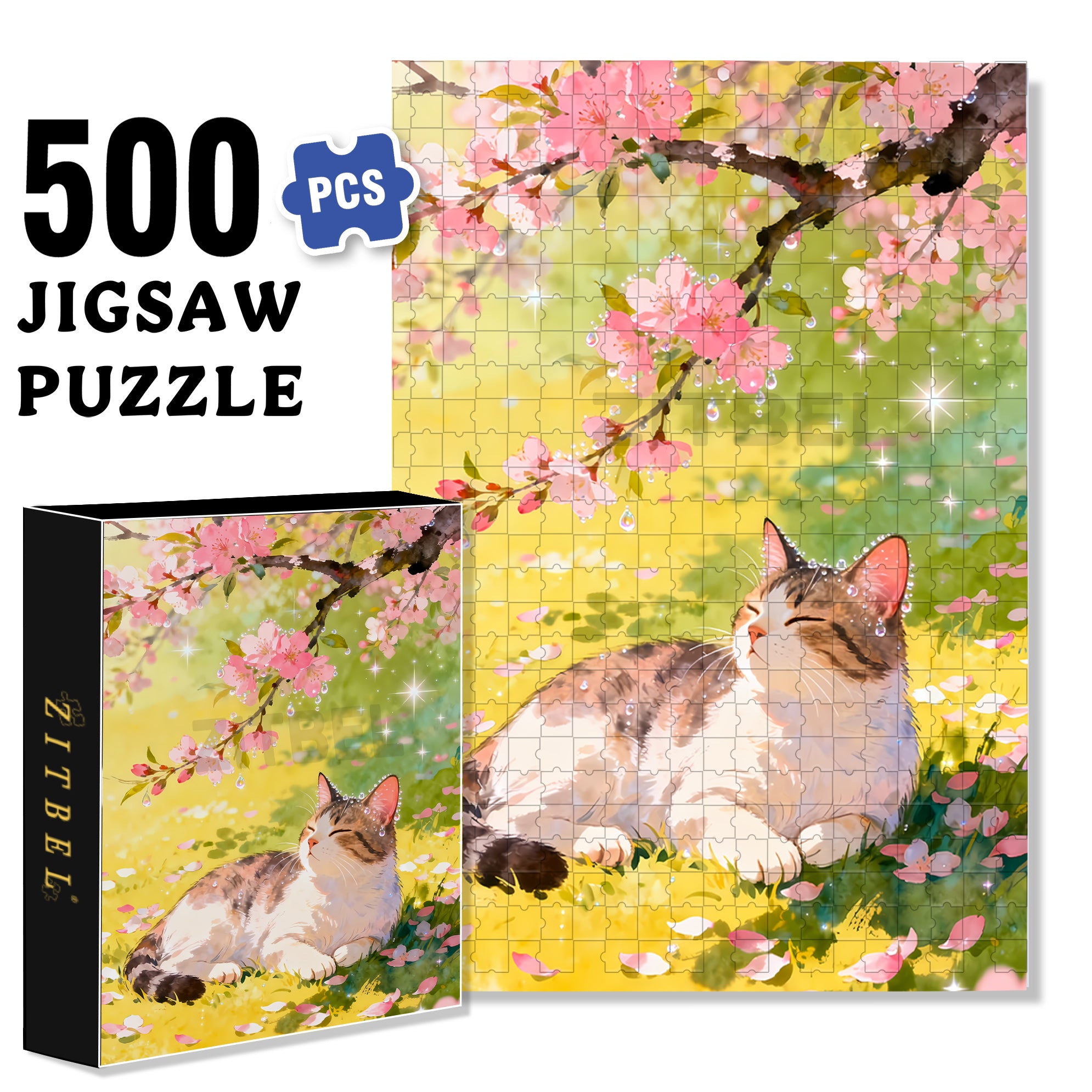 Under The Peach Blossom Tree 500pcs/1000pcs Jigsaw Puzzle, Scratch-Resistant, Interactive Family Game & Brain-Boosting DIY Decor, Perfect for Halloween, Christmas & New Year Gifts, Family Puzzle Game
