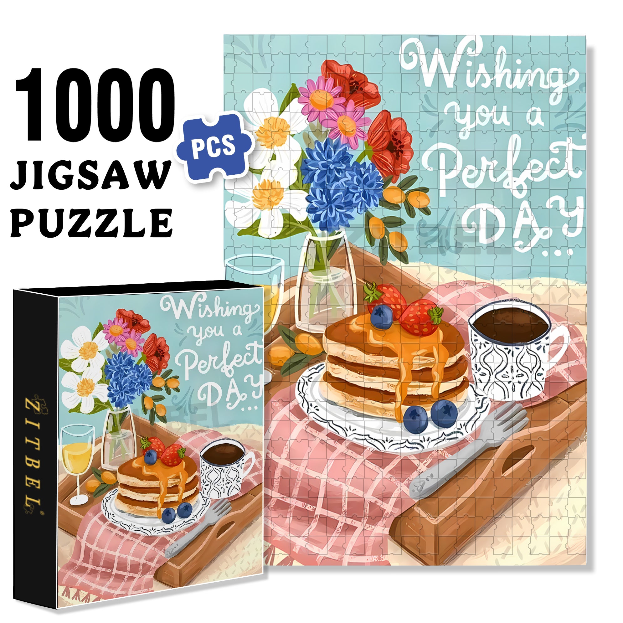 A Perfect Day 500pcs/1000pcs Jigsaw Puzzle, Scratch-Resistant, Interactive Family Game & Brain-Boosting DIY Decor, Perfect for Halloween, Christmas & New Year Gifts, Family Puzzle Game