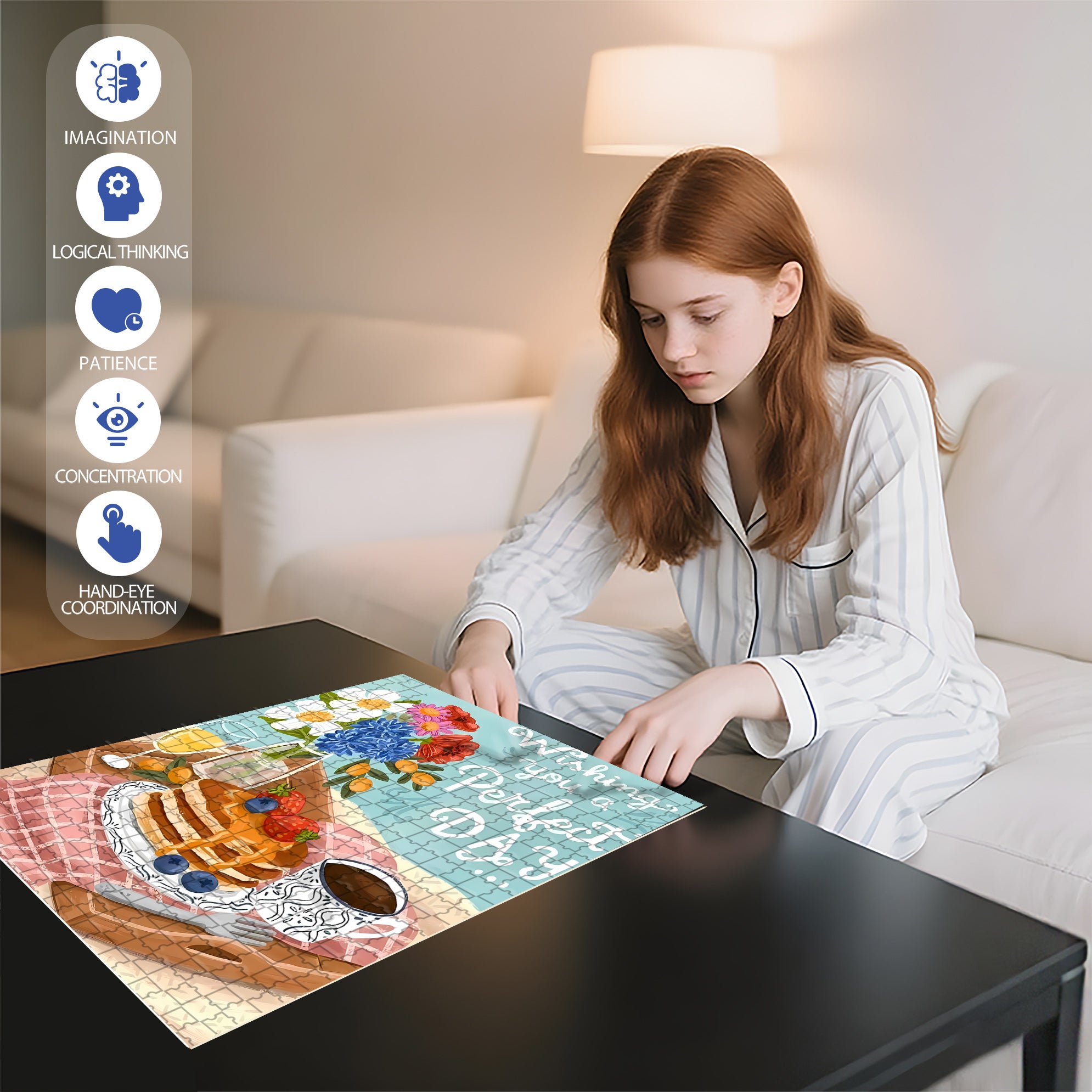 A Perfect Day 500pcs/1000pcs Jigsaw Puzzle, Scratch-Resistant, Interactive Family Game & Brain-Boosting DIY Decor, Perfect for Halloween, Christmas & New Year Gifts, Family Puzzle Game