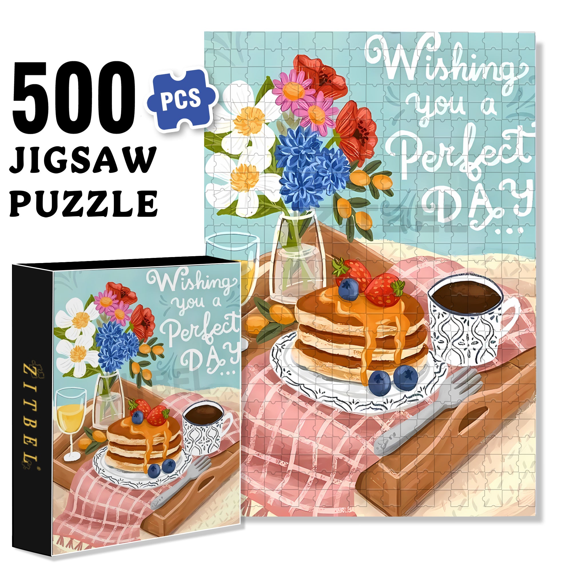 A Perfect Day 500pcs/1000pcs Jigsaw Puzzle, Scratch-Resistant, Interactive Family Game & Brain-Boosting DIY Decor, Perfect for Halloween, Christmas & New Year Gifts, Family Puzzle Game