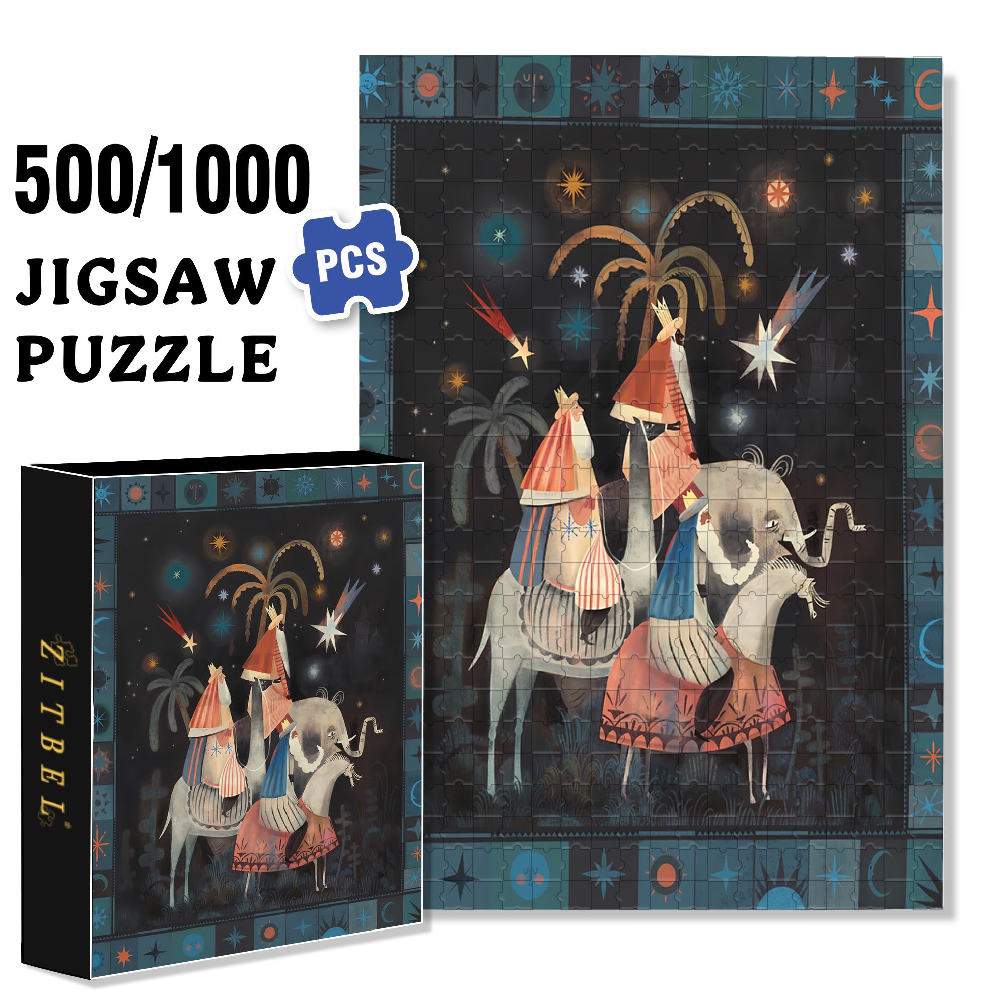 Ali Baba 500pcs/1000pcs Jigsaw Puzzle, Scratch-Resistant, Interactive Family Game & Brain-Boosting DIY Decor, Perfect for Halloween, Christmas & New Year Gifts, Family Puzzle Game