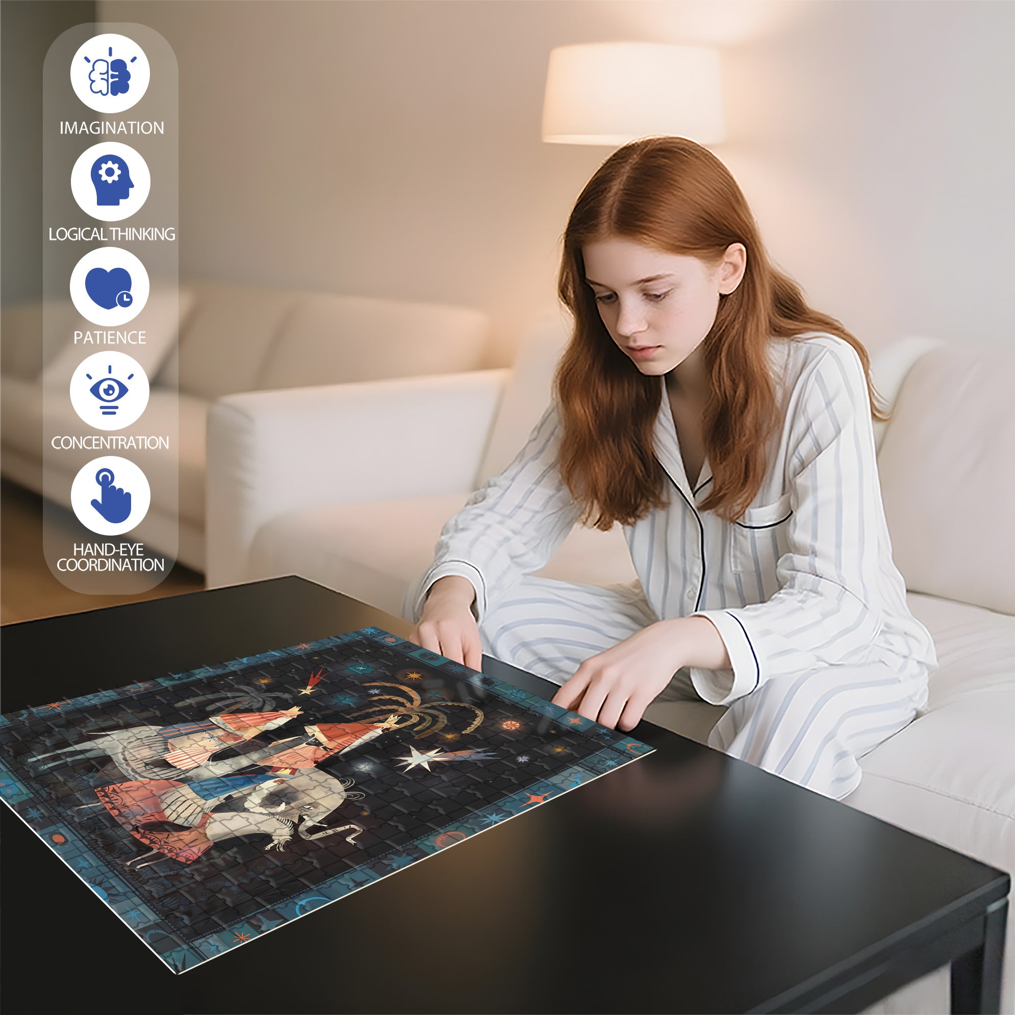 Ali Baba 500pcs/1000pcs Jigsaw Puzzle, Scratch-Resistant, Interactive Family Game & Brain-Boosting DIY Decor, Perfect for Halloween, Christmas & New Year Gifts, Family Puzzle Game