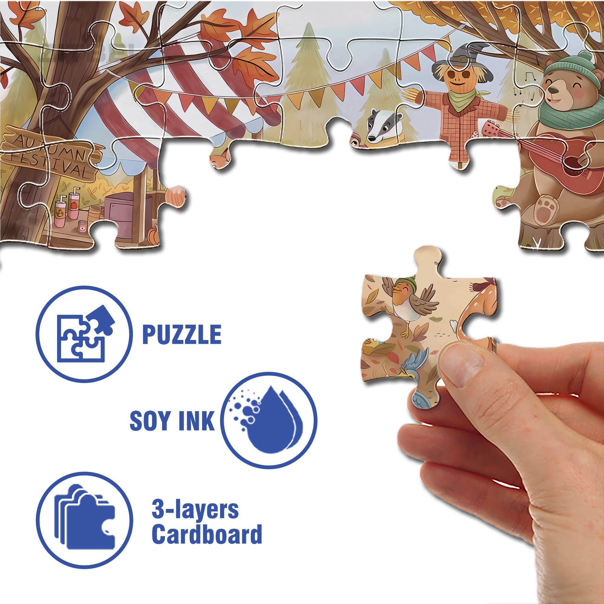Autumn Festival 500pcs/1000pcs Jigsaw Puzzle, Scratch-Resistant, Interactive Family Game & Brain-Boosting DIY Decor, Perfect for Halloween, Christmas & New Year Gifts, Family Puzzle Game