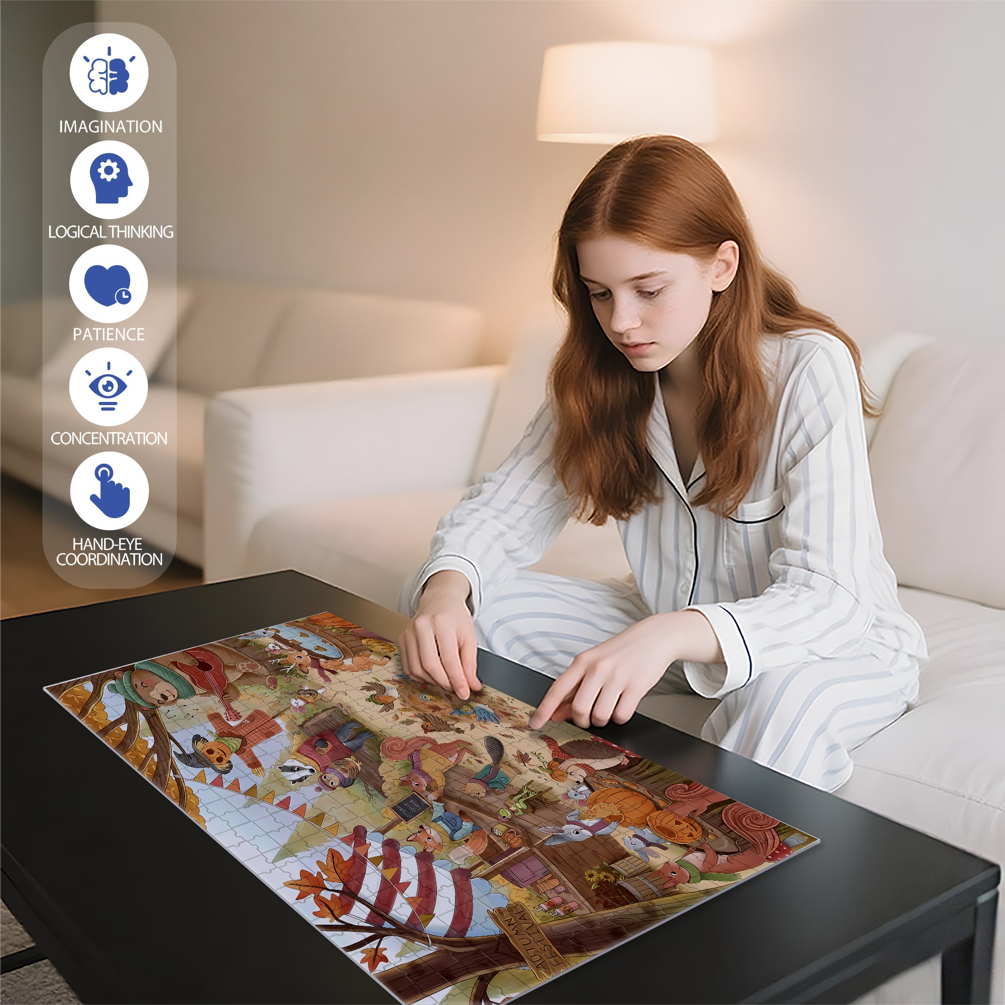 Autumn Festival 500pcs/1000pcs Jigsaw Puzzle, Scratch-Resistant, Interactive Family Game & Brain-Boosting DIY Decor, Perfect for Halloween, Christmas & New Year Gifts, Family Puzzle Game