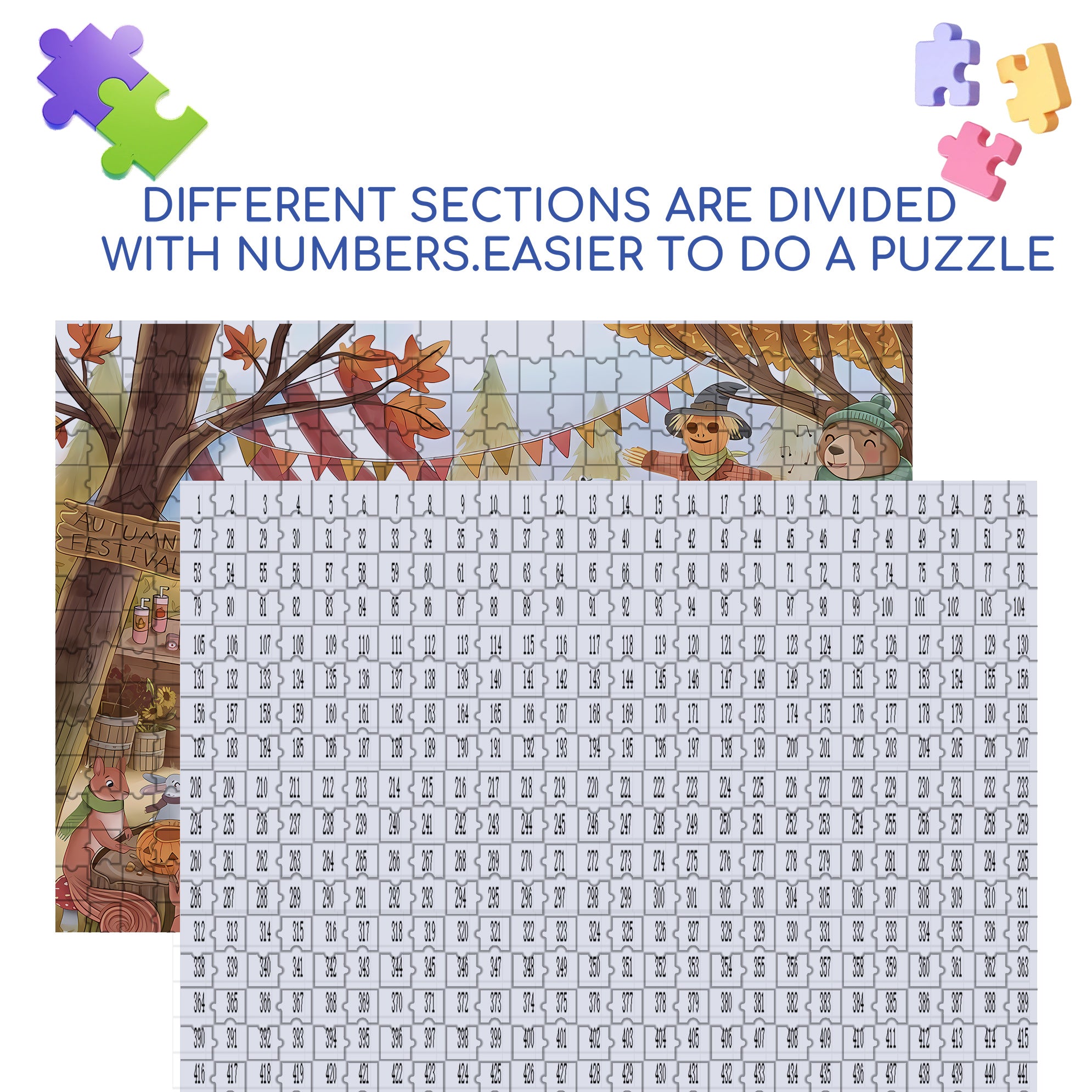Autumn Festival 500pcs/1000pcs Jigsaw Puzzle, Scratch-Resistant, Interactive Family Game & Brain-Boosting DIY Decor, Perfect for Halloween, Christmas & New Year Gifts, Family Puzzle Game