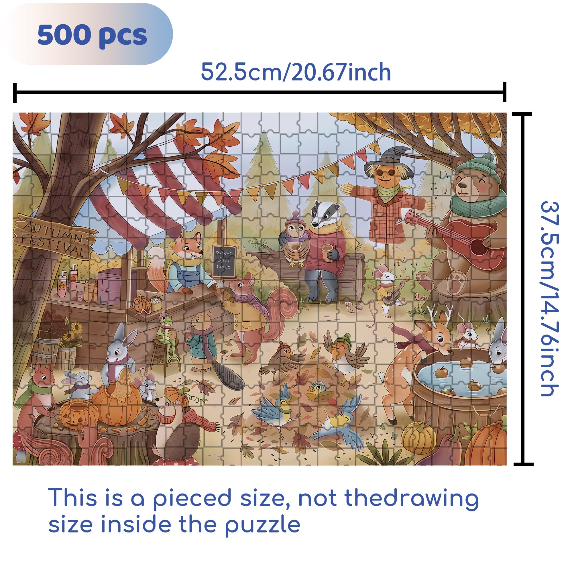 Autumn Festival 500pcs/1000pcs Jigsaw Puzzle, Scratch-Resistant, Interactive Family Game & Brain-Boosting DIY Decor, Perfect for Halloween, Christmas & New Year Gifts, Family Puzzle Game