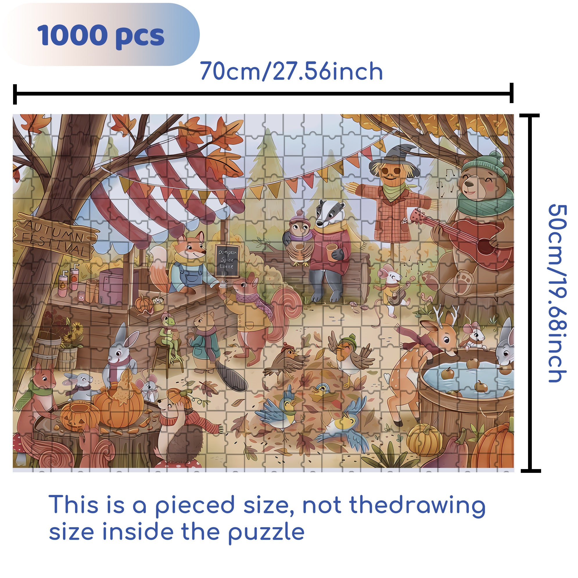 Autumn Festival 500pcs/1000pcs Jigsaw Puzzle, Scratch-Resistant, Interactive Family Game & Brain-Boosting DIY Decor, Perfect for Halloween, Christmas & New Year Gifts, Family Puzzle Game