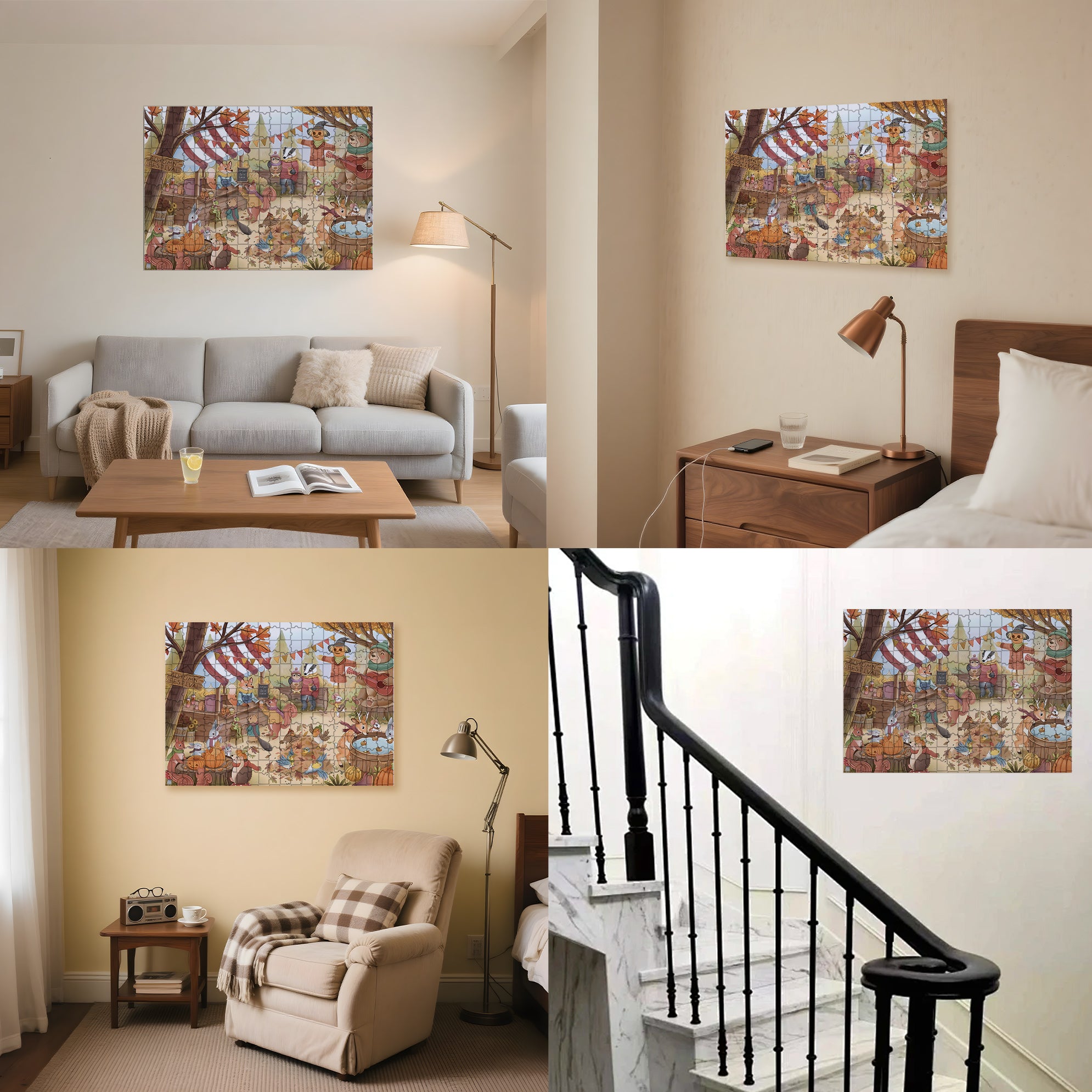 Autumn Festival 500pcs/1000pcs Jigsaw Puzzle, Scratch-Resistant, Interactive Family Game & Brain-Boosting DIY Decor, Perfect for Halloween, Christmas & New Year Gifts, Family Puzzle Game