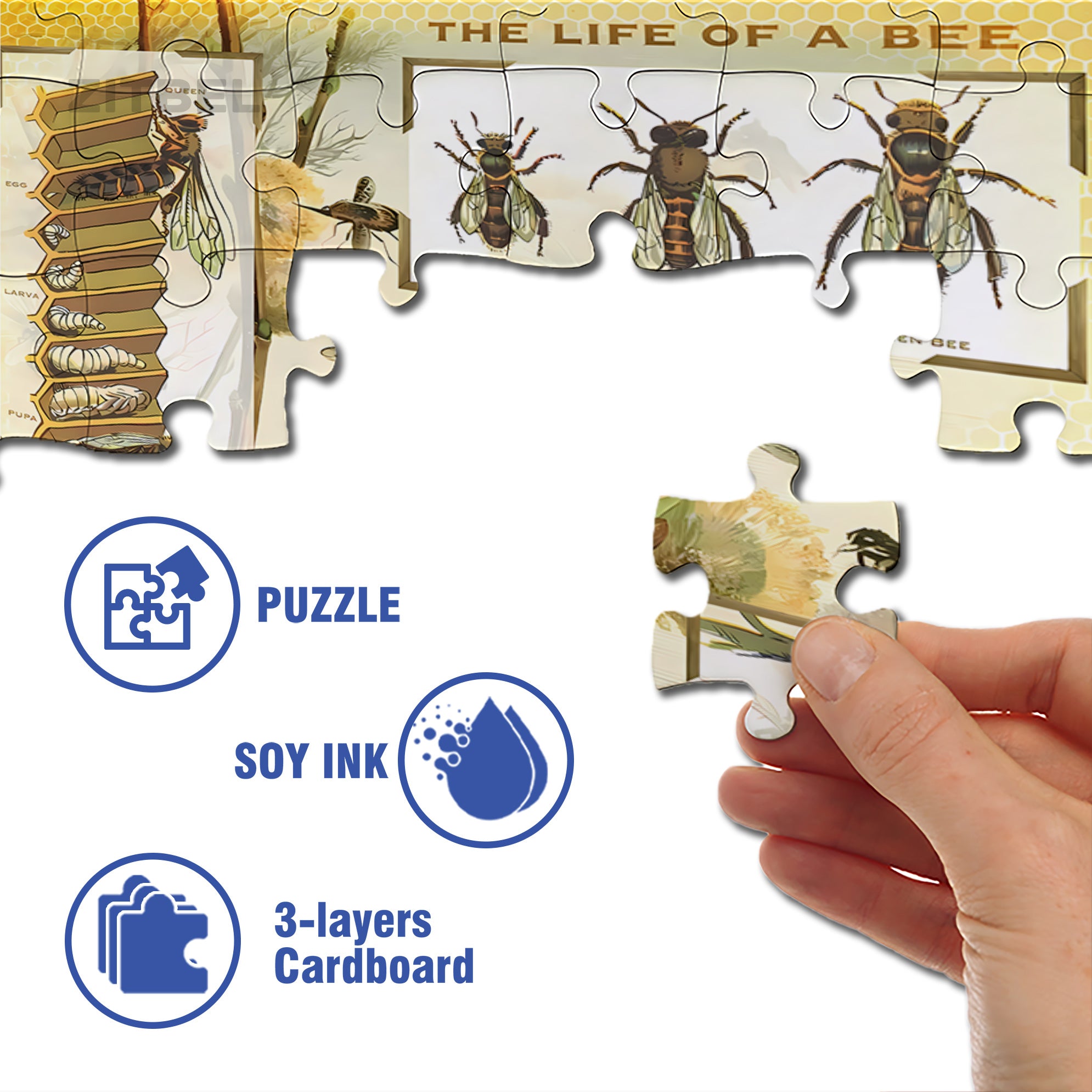 Bee 500pcs/1000pcs Jigsaw Puzzle, Scratch-Resistant, Interactive Family Game & Brain-Boosting DIY Decor, Perfect for Halloween, Christmas & New Year Gifts, Family Puzzle Game