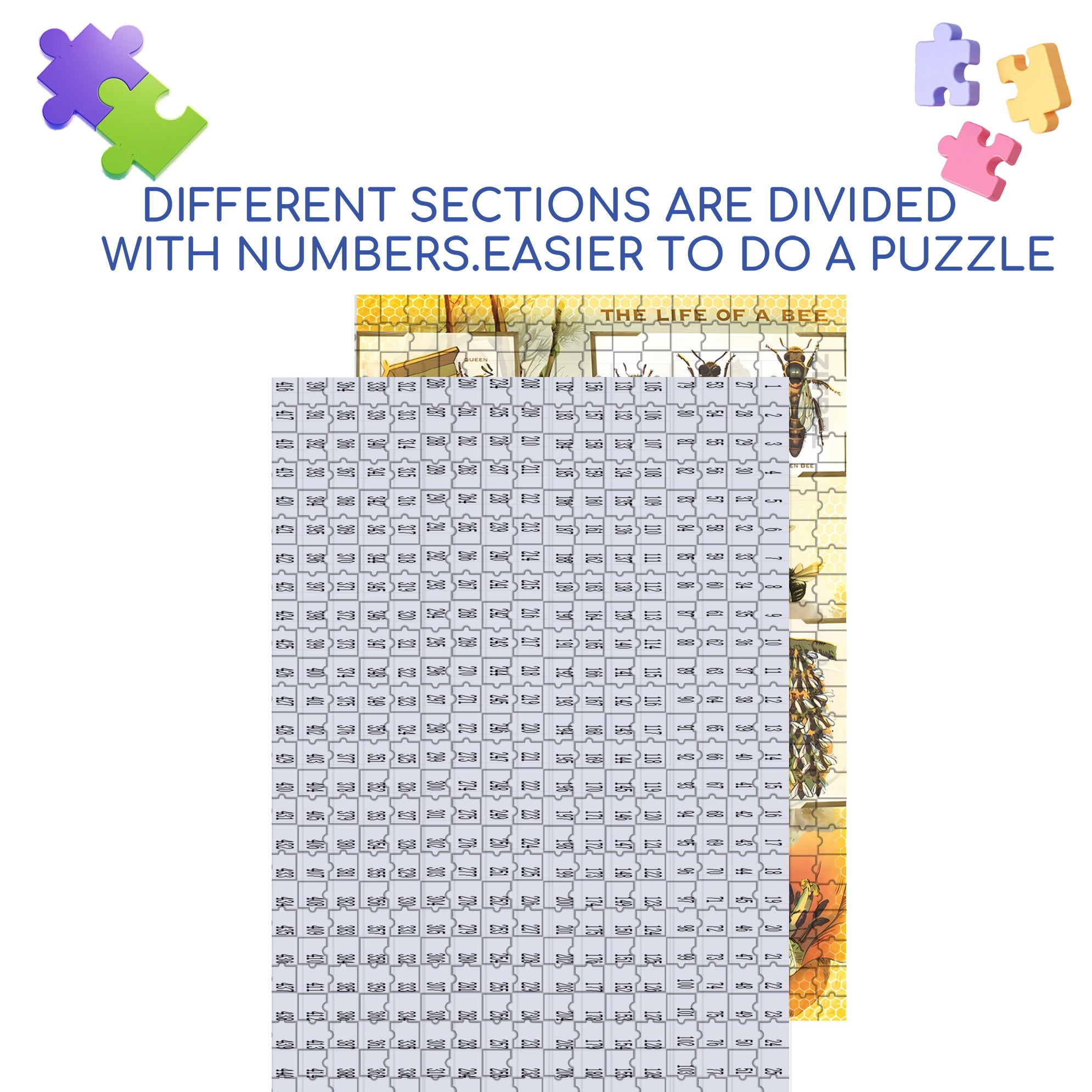Bee 500pcs/1000pcs Jigsaw Puzzle, Scratch-Resistant, Interactive Family Game & Brain-Boosting DIY Decor, Perfect for Halloween, Christmas & New Year Gifts, Family Puzzle Game
