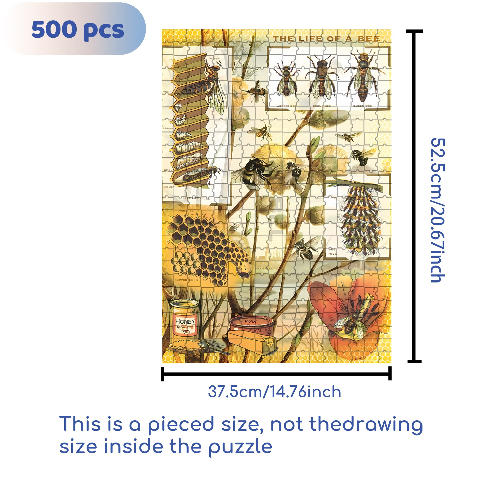 Bee 500pcs/1000pcs Jigsaw Puzzle, Scratch-Resistant, Interactive Family Game & Brain-Boosting DIY Decor, Perfect for Halloween, Christmas & New Year Gifts, Family Puzzle Game