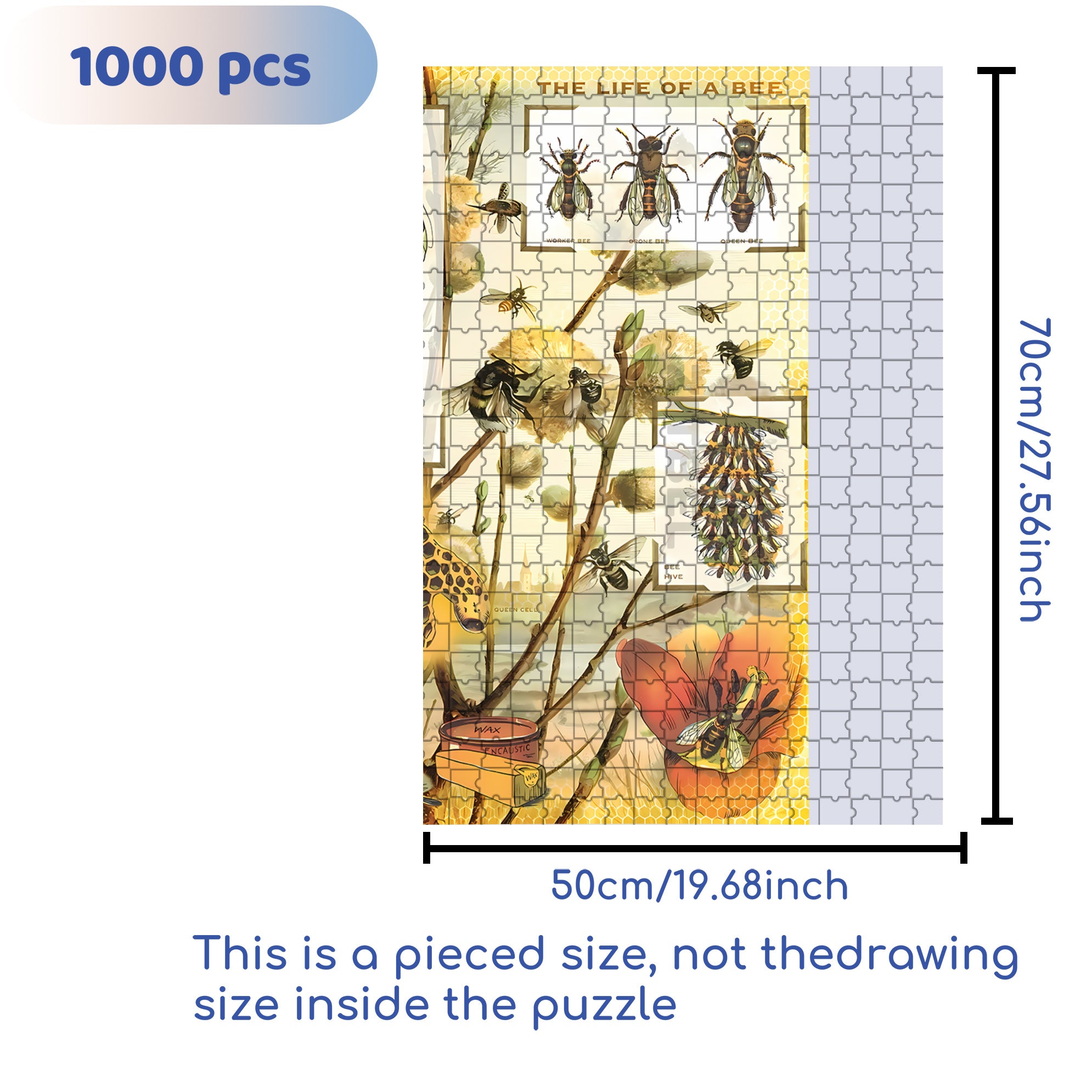 Bee 500pcs/1000pcs Jigsaw Puzzle, Scratch-Resistant, Interactive Family Game & Brain-Boosting DIY Decor, Perfect for Halloween, Christmas & New Year Gifts, Family Puzzle Game