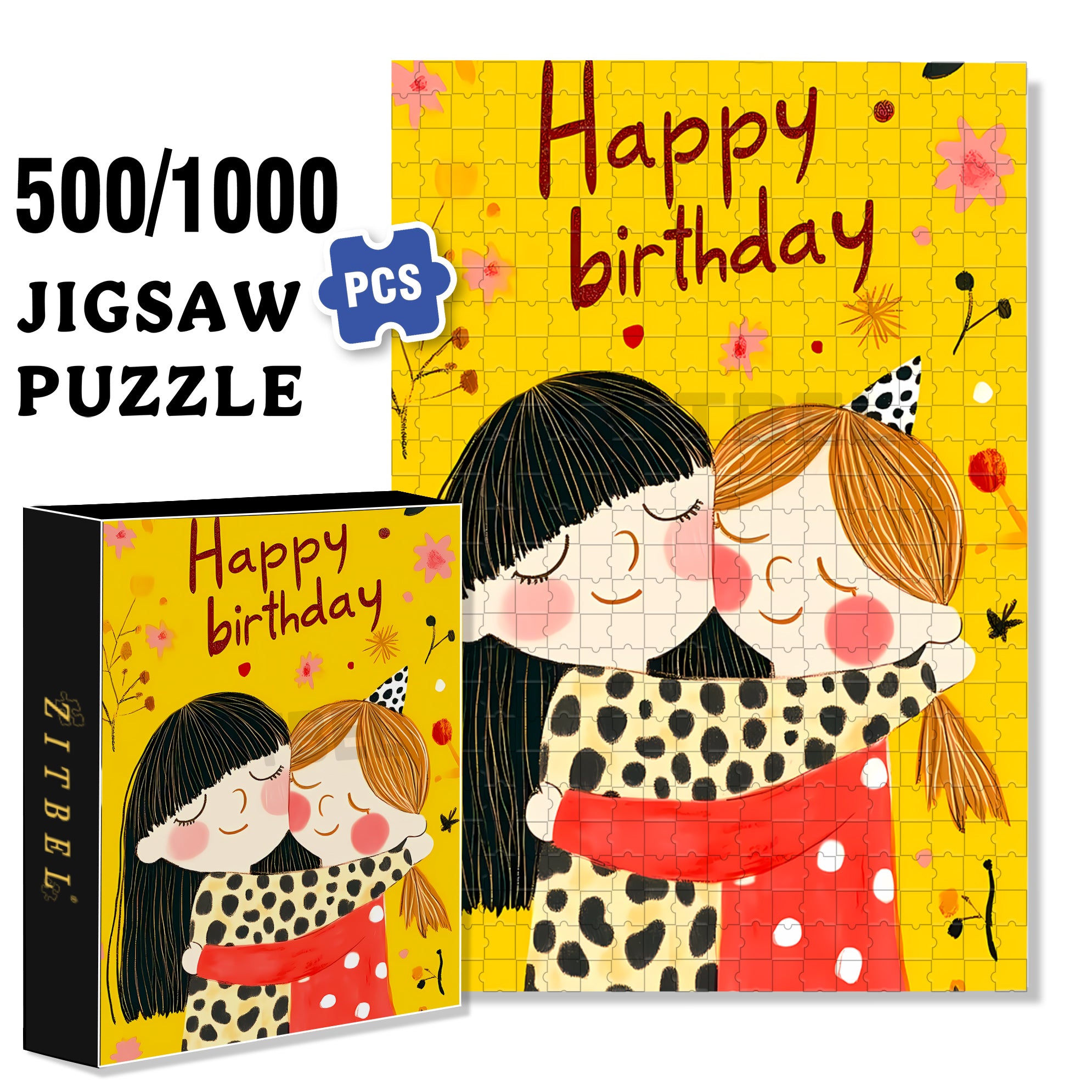 Birthday 500pcs/1000pcs Jigsaw Puzzle, Scratch-Resistant, Interactive Family Game & Brain-Boosting DIY Decor, Perfect for Halloween, Christmas & New Year Gifts, Family Puzzle Game