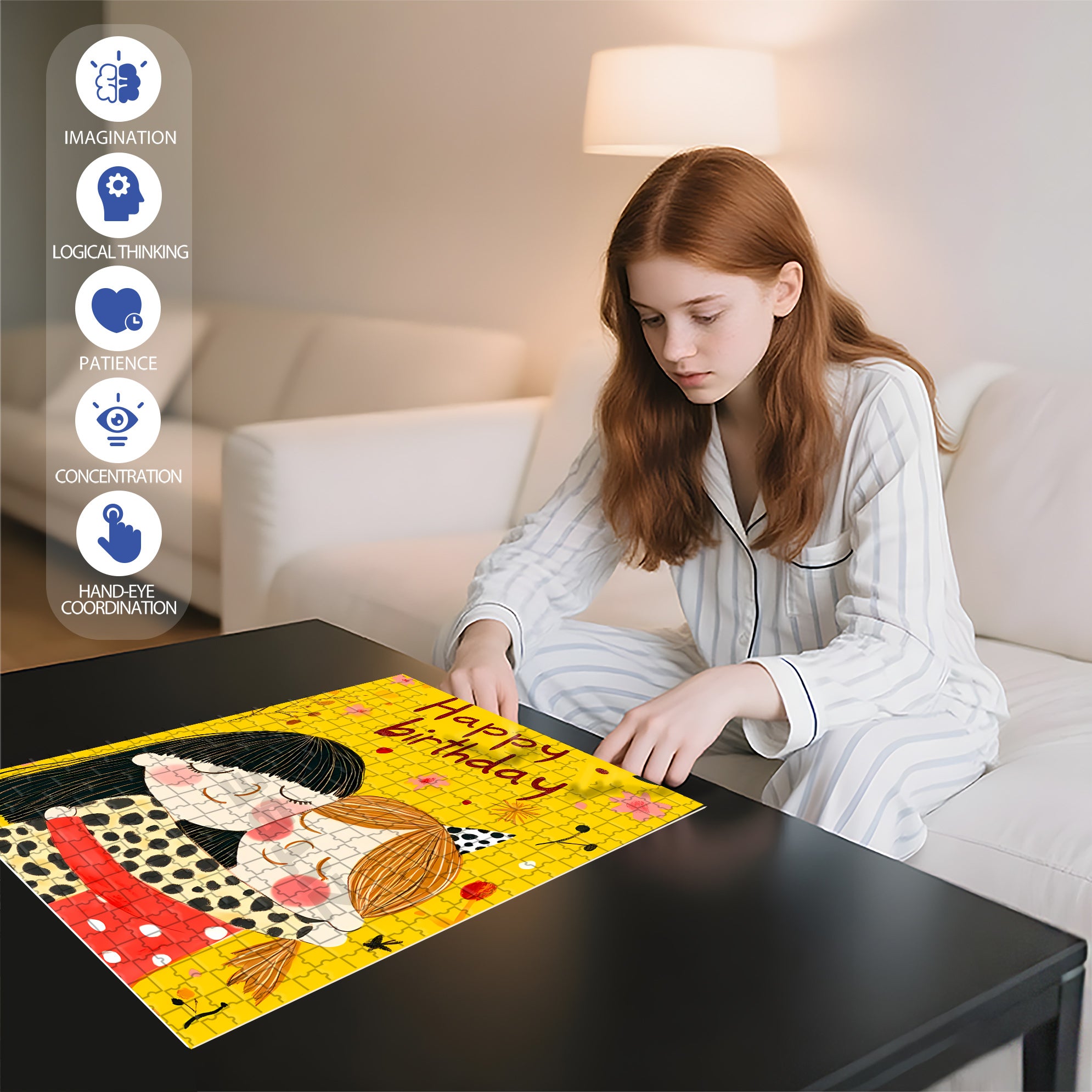 Birthday 500pcs/1000pcs Jigsaw Puzzle, Scratch-Resistant, Interactive Family Game & Brain-Boosting DIY Decor, Perfect for Halloween, Christmas & New Year Gifts, Family Puzzle Game