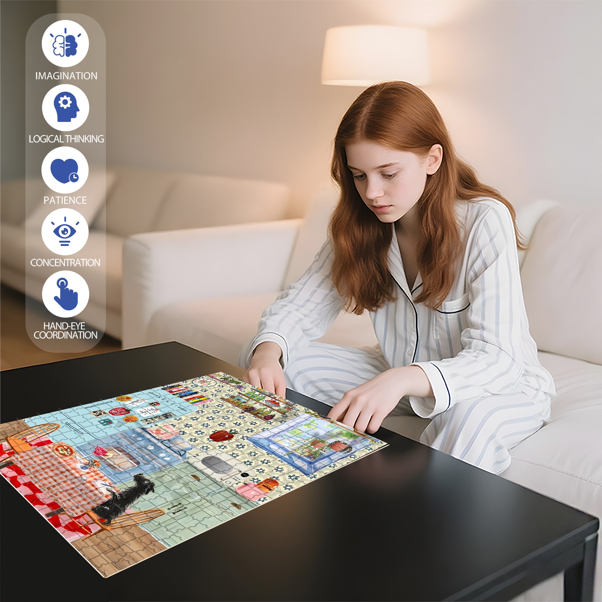 Black Puppy 500pcs/1000pcs Jigsaw Puzzle, Scratch-Resistant, Interactive Family Game & Brain-Boosting DIY Decor, Perfect for Halloween, Christmas & New Year Gifts, Family Puzzle Game