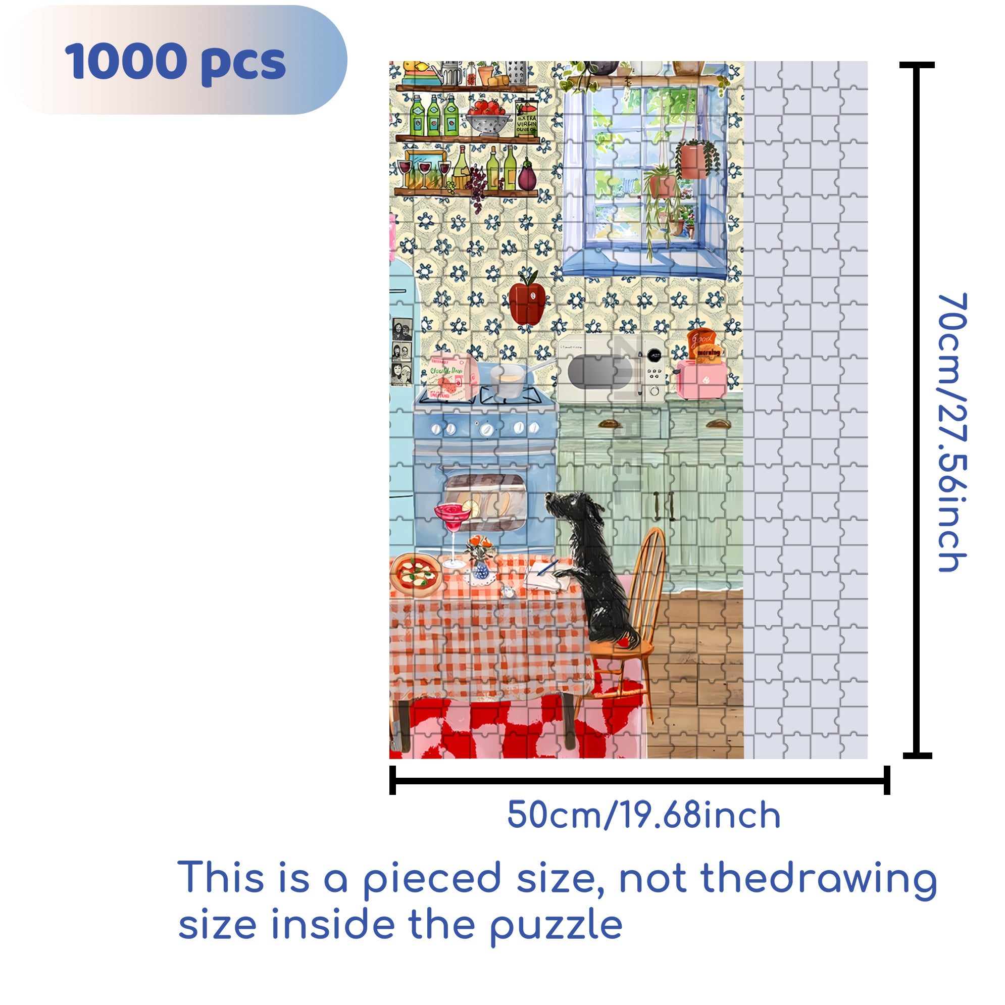 Black Puppy 500pcs/1000pcs Jigsaw Puzzle, Scratch-Resistant, Interactive Family Game & Brain-Boosting DIY Decor, Perfect for Halloween, Christmas & New Year Gifts, Family Puzzle Game