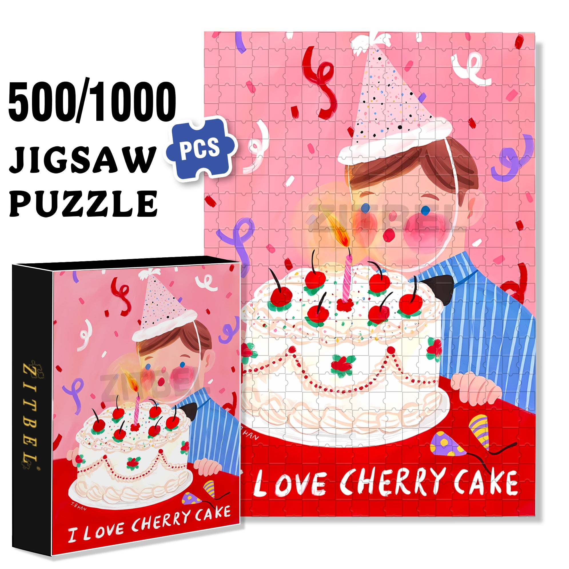 Blow Out Candles 500pcs/1000pcs Jigsaw Puzzle, Scratch-Resistant, Interactive Family Game & Brain-Boosting DIY Decor, Perfect for Halloween, Christmas & New Year Gifts, Family Puzzle Game
