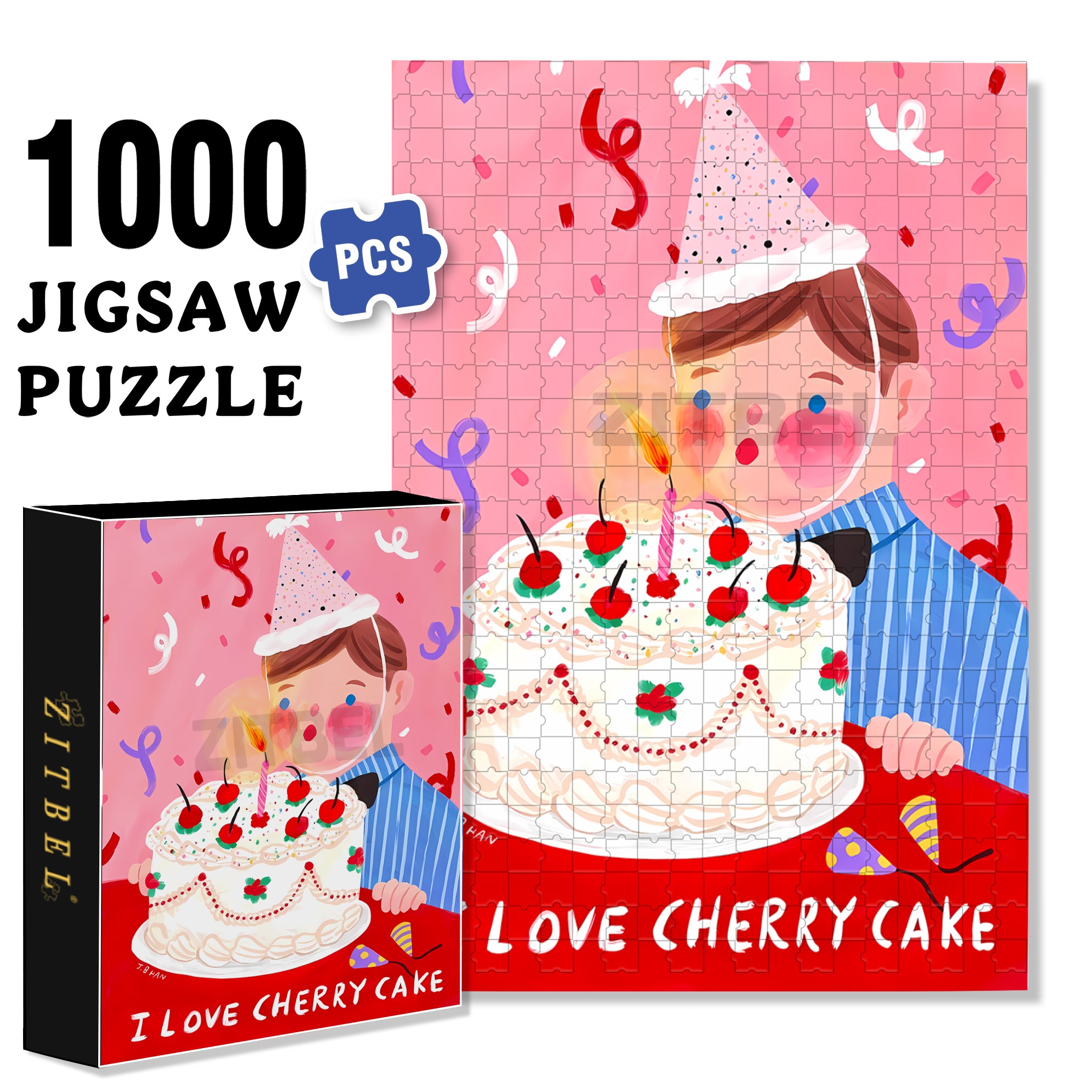 Blow Out Candles 500pcs/1000pcs Jigsaw Puzzle, Scratch-Resistant, Interactive Family Game & Brain-Boosting DIY Decor, Perfect for Halloween, Christmas & New Year Gifts, Family Puzzle Game